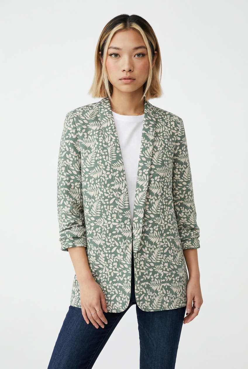 pieces Blazer chemisier »PCBOSELLA 3/4 PRINTED BLAZER NOOS« avec manches 3/4