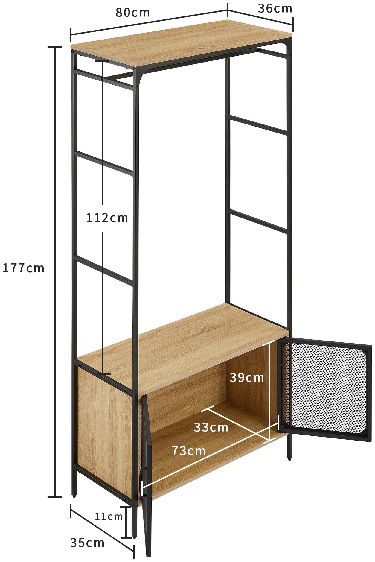 GOODproduct Étagère »Amance« robust, natürliche Materialien, Metallgestell, Höhe 177 cm