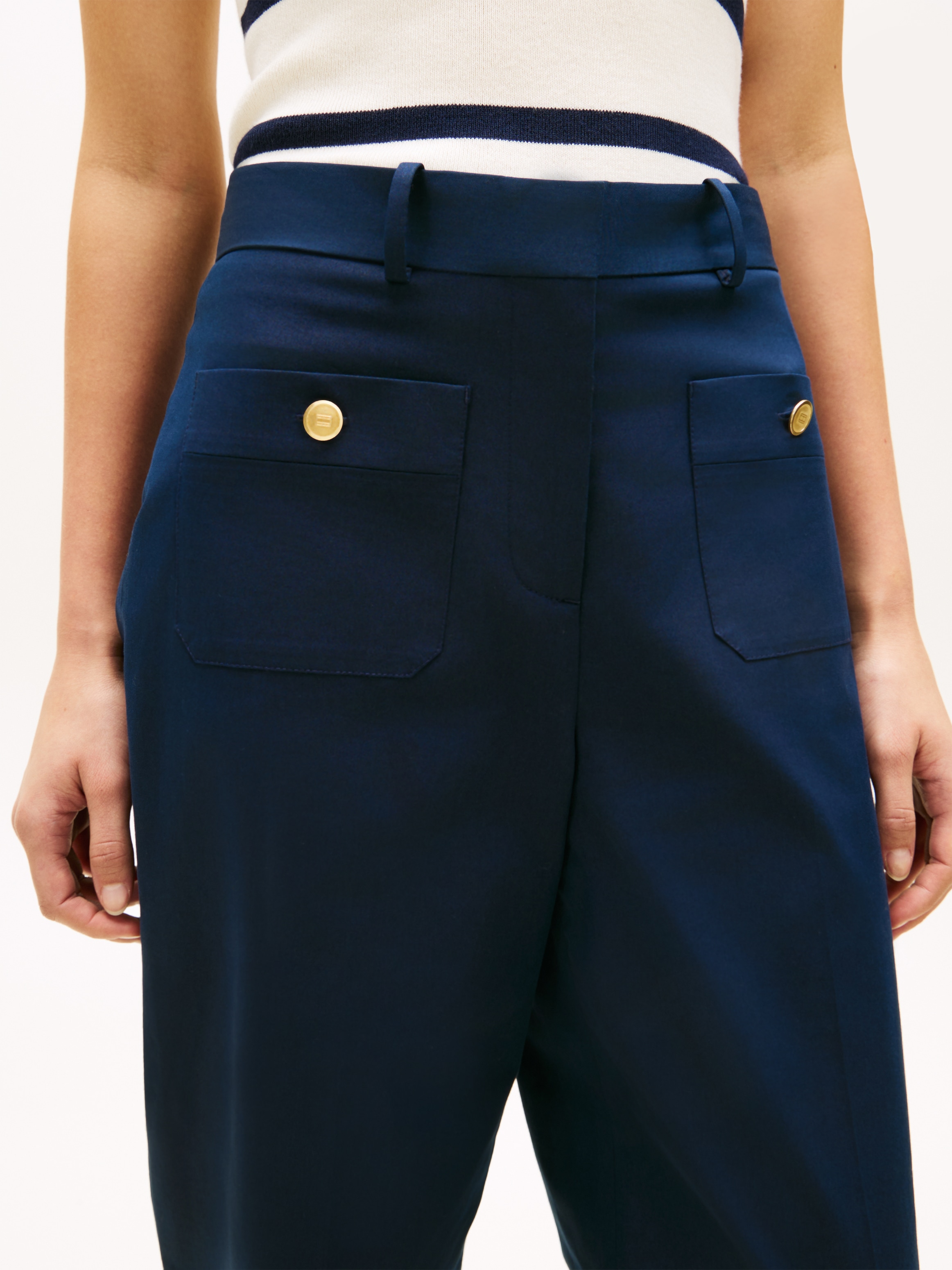 Tommy Hilfiger Chinohose »PREPPY COTTON WIDE LEG CHINO«  mit Bügelfalten, Mid Rise