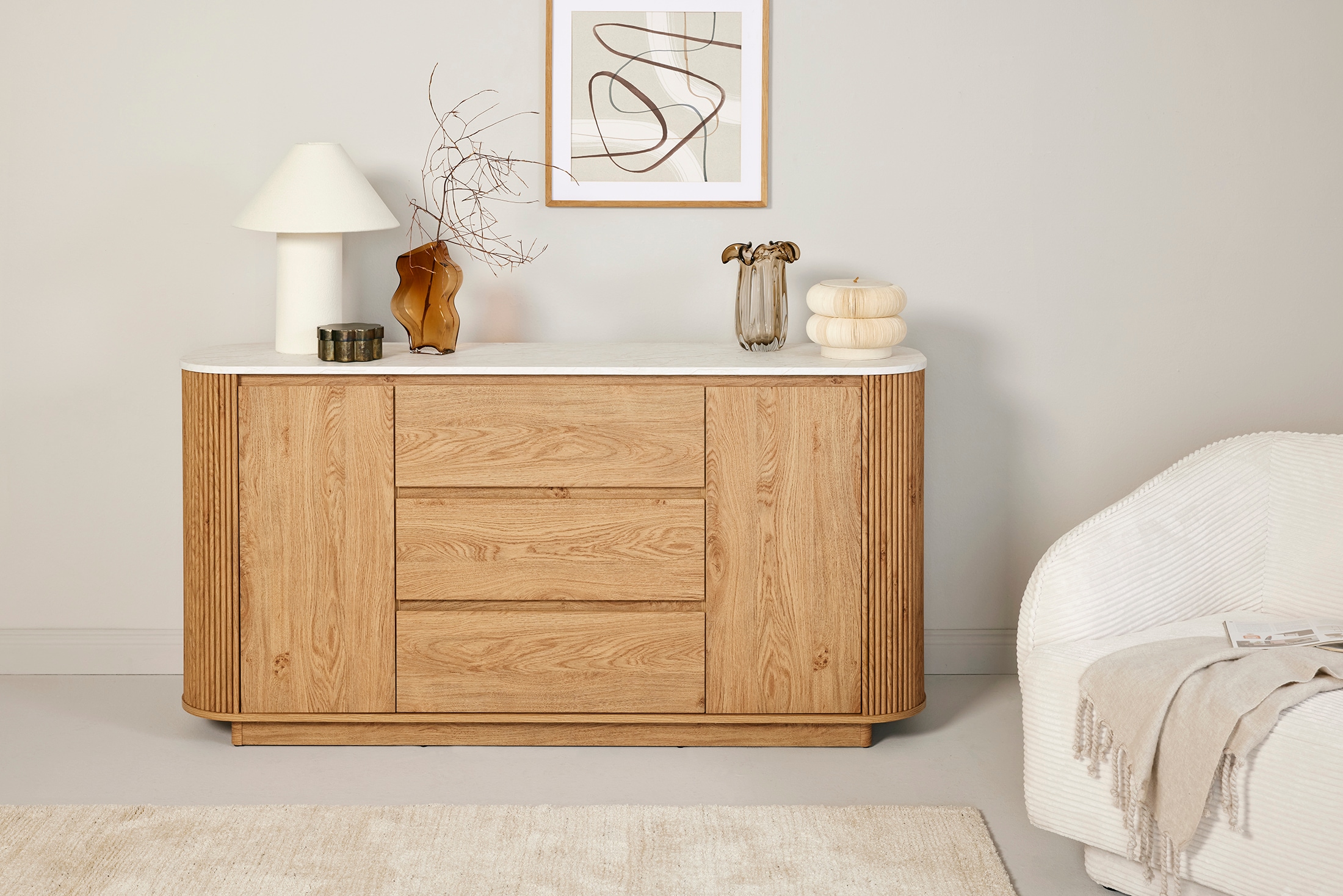 Jahnke Sideboard »GROOVE SB 160« 1 Stk. tlg. Sideboard, abgerundet, Marmor-Look, Breite ca. 159,5 cm