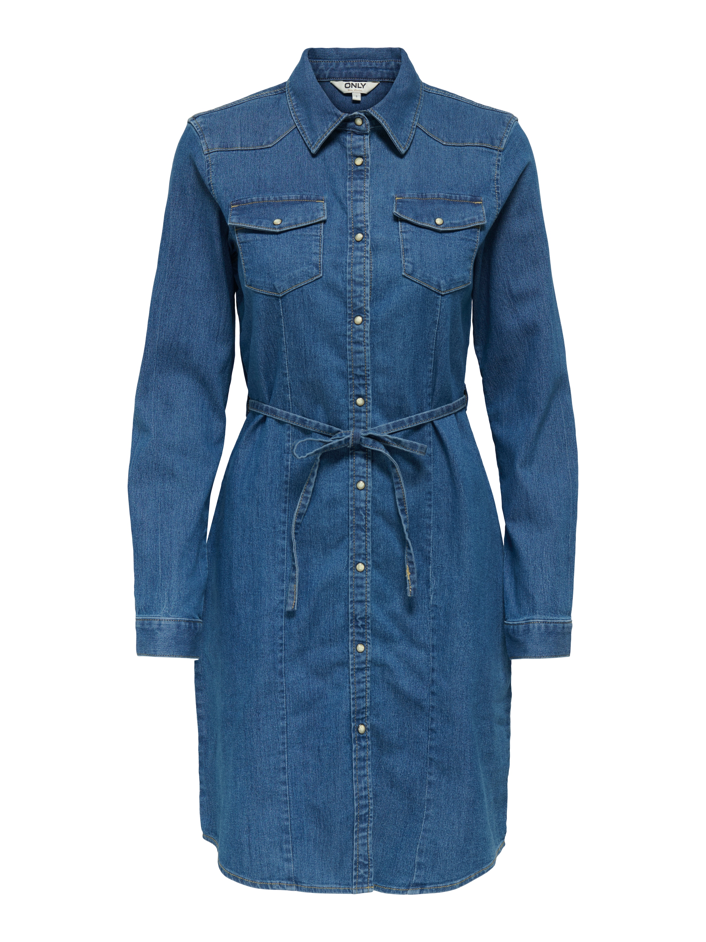 ONLY Jeanskleid »ONLSASIA L/S STRETCH DNM DRESS AKM« Brusttaschen