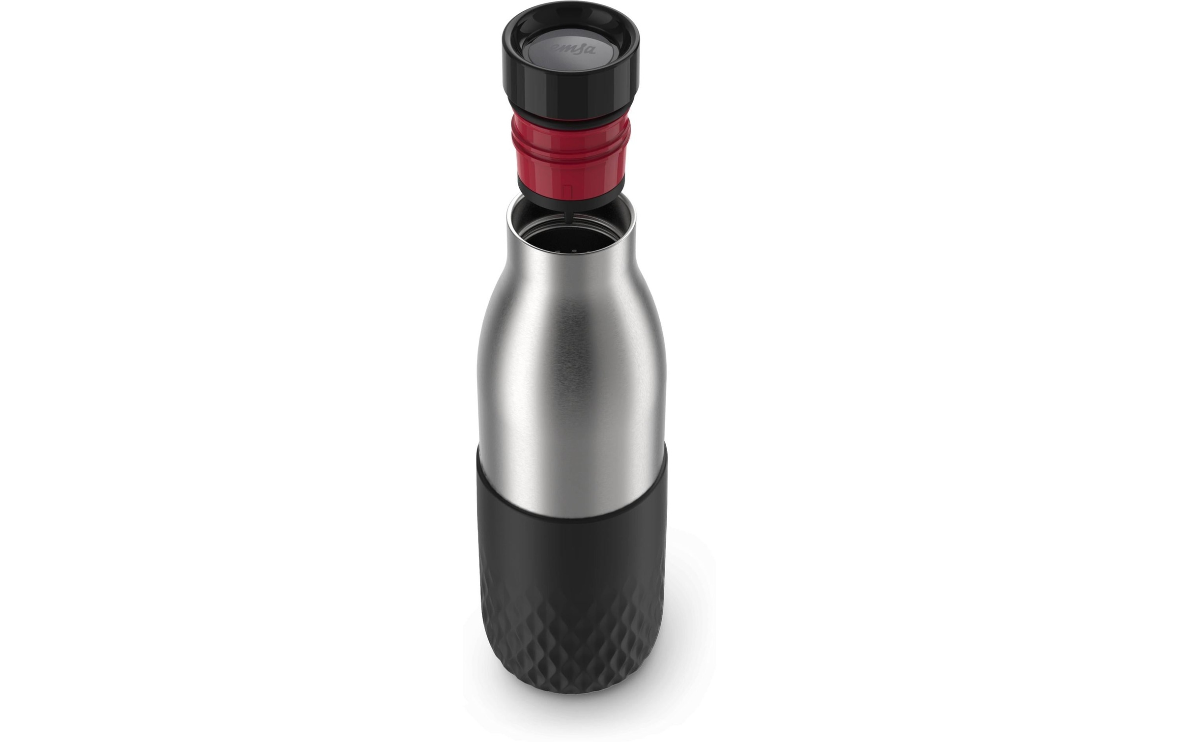 Emsa Gourde »Bludrop Sleeve« acier inoxydable/silicone, Quick-Press, 12h chaud/24h froid