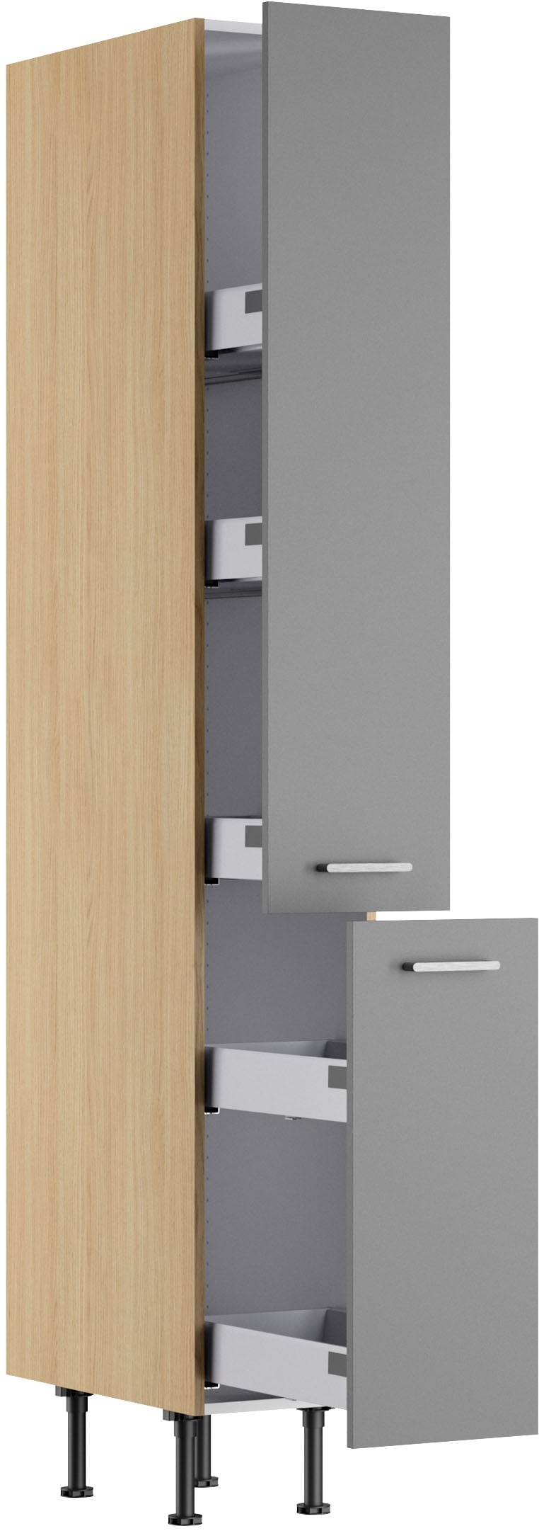 KOCHSTATION Apothekerschrank »KS-Lucy« Breite 30 cm, mit 2 Auszügen, Soft-Close, höhenverstellbare Füsse