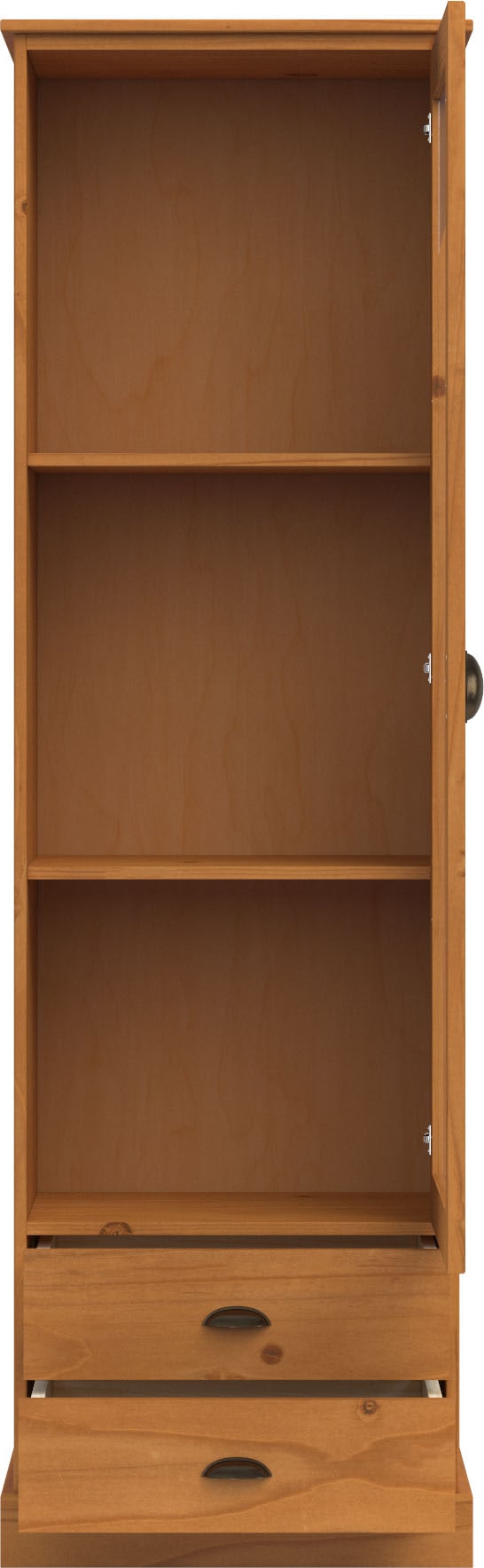 Home affaire Vitrine »Schröder« mit 1 Schiebetür, 2 Schubkästen, aus massivem Kiefernholz, Breite 55cm