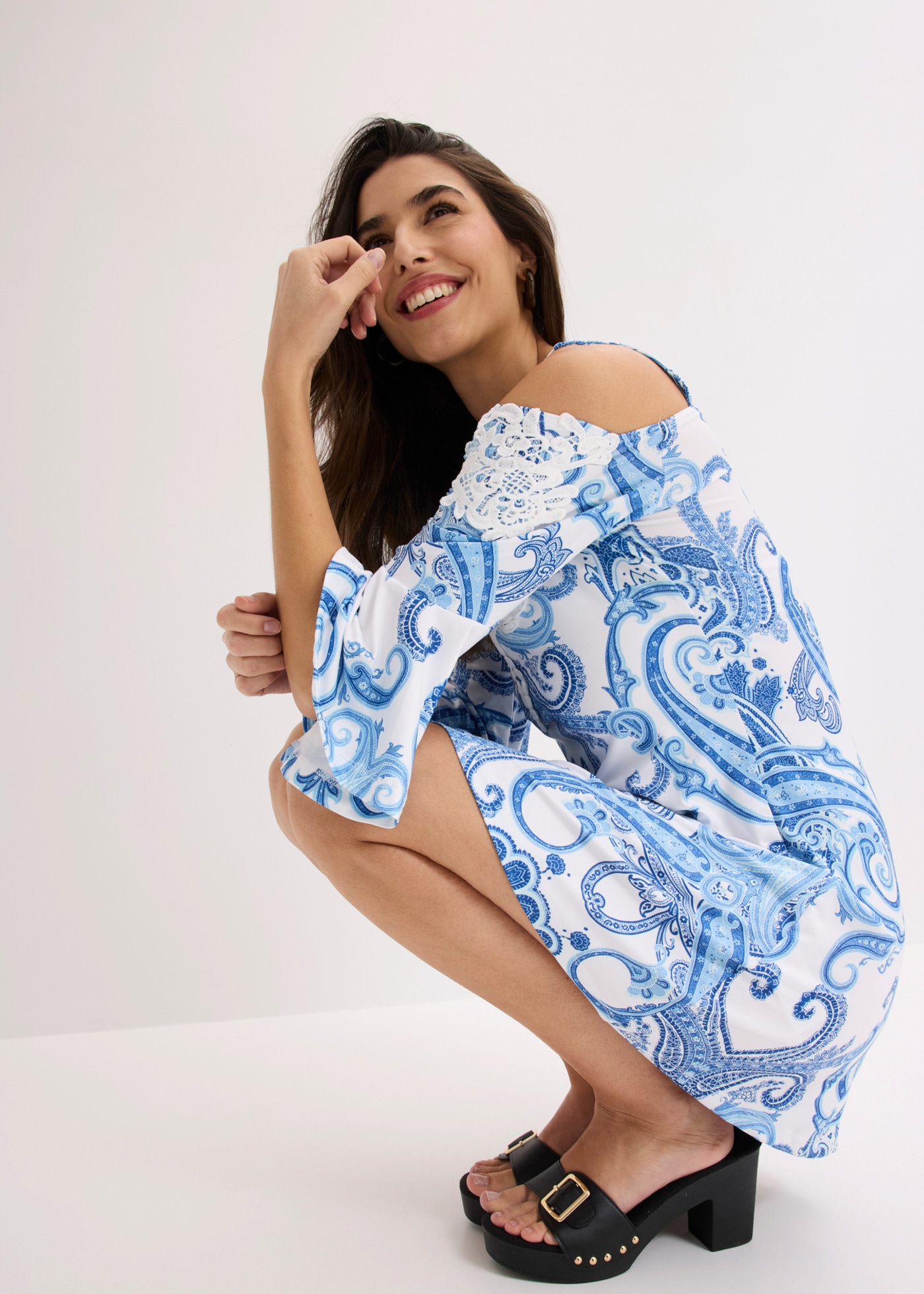 bonprix Off-Shoulder-Kleid für Partys, Off-Shoulder-Design, Halbarm, ausgestellte Passform