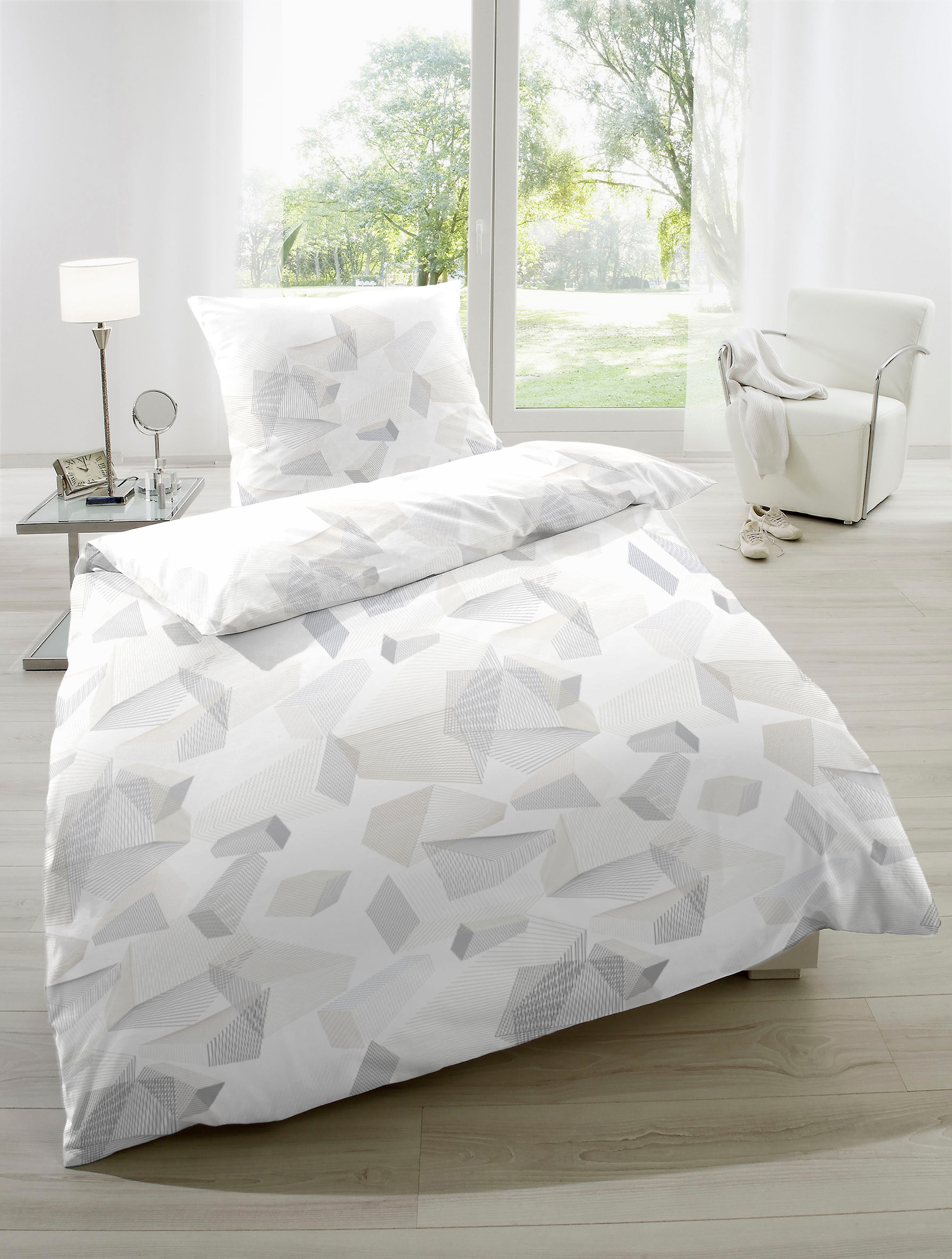 Primera Bettwäsche »Mako-Satin-Bettwäsche Sky Crystal« 2 Stk. tlg. mit abstrakten Formen