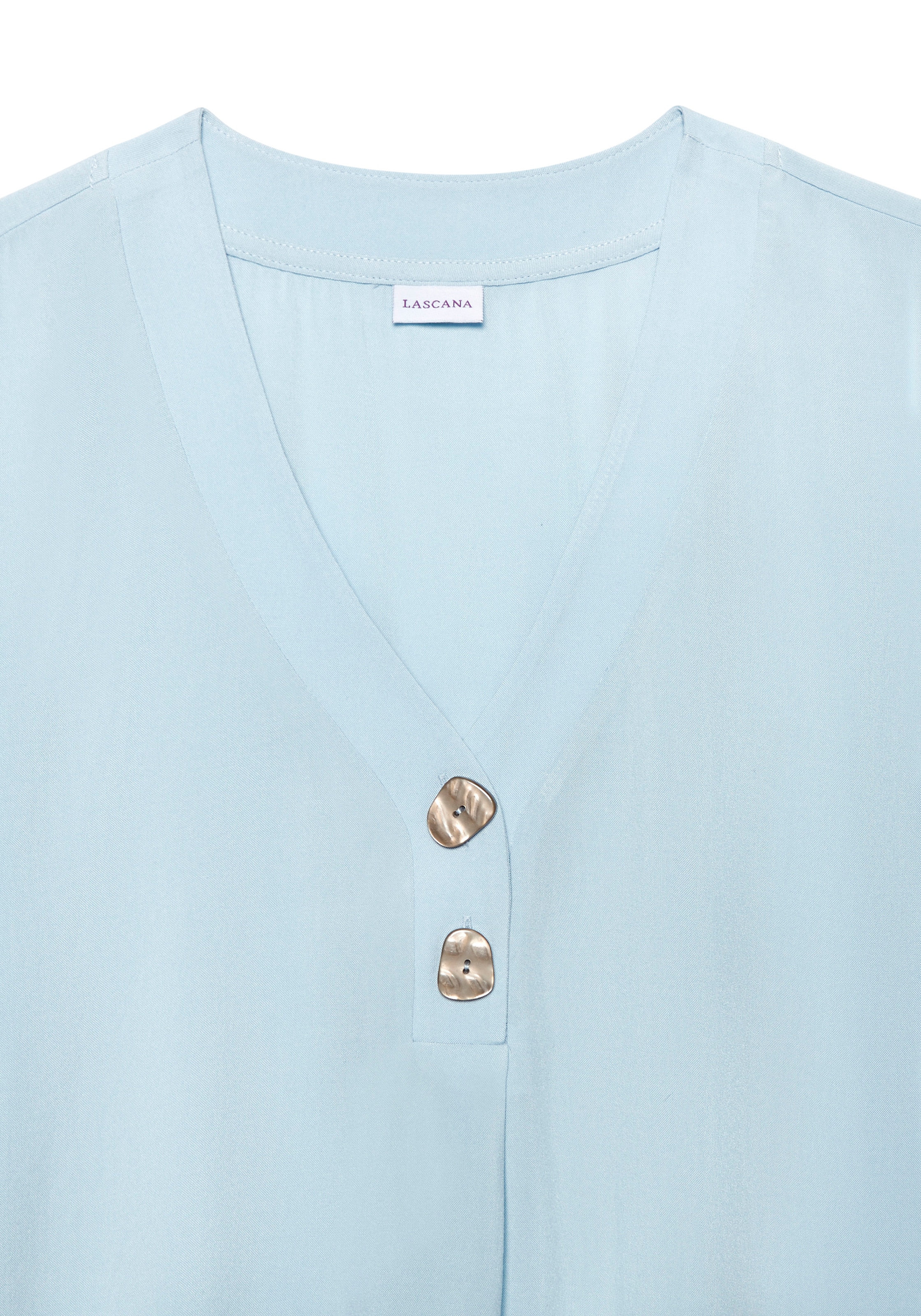 LASCANA Blouse à enfiler mit modischen Knöpfen, luftige Kurzarmbluse, sommerlich