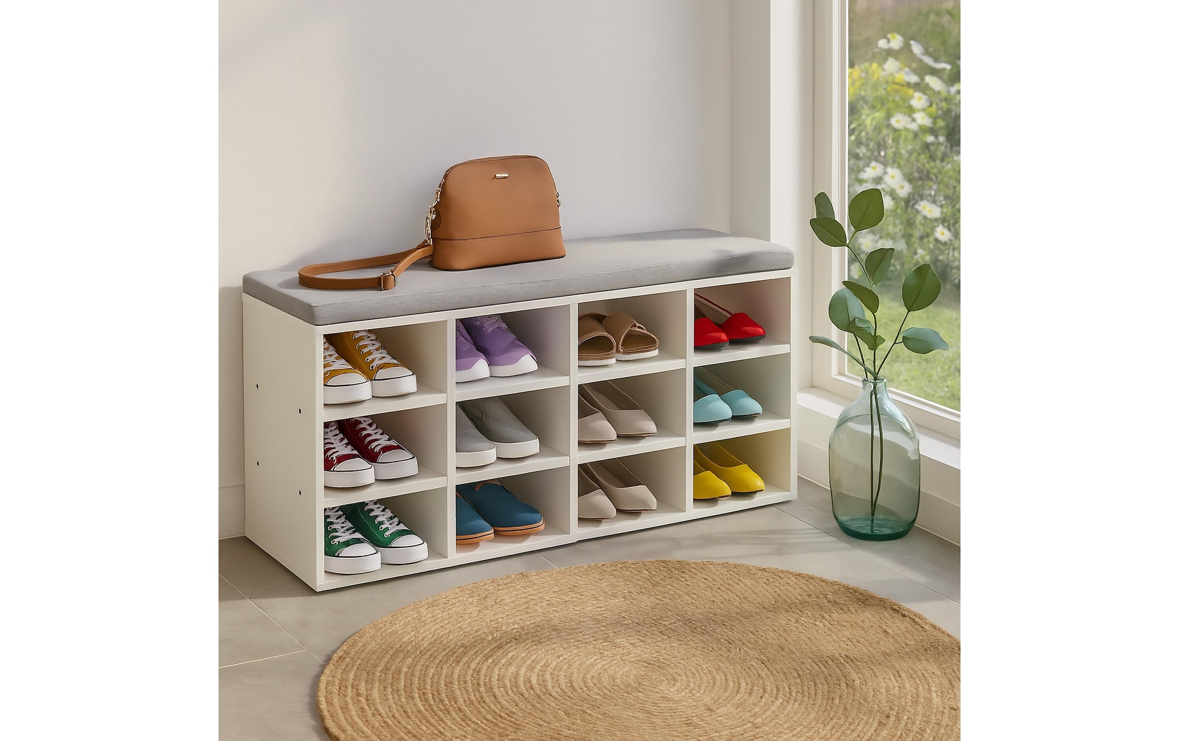 relaxdays Schuhschrank »mit Sitzfläche mit 12 Fächern«