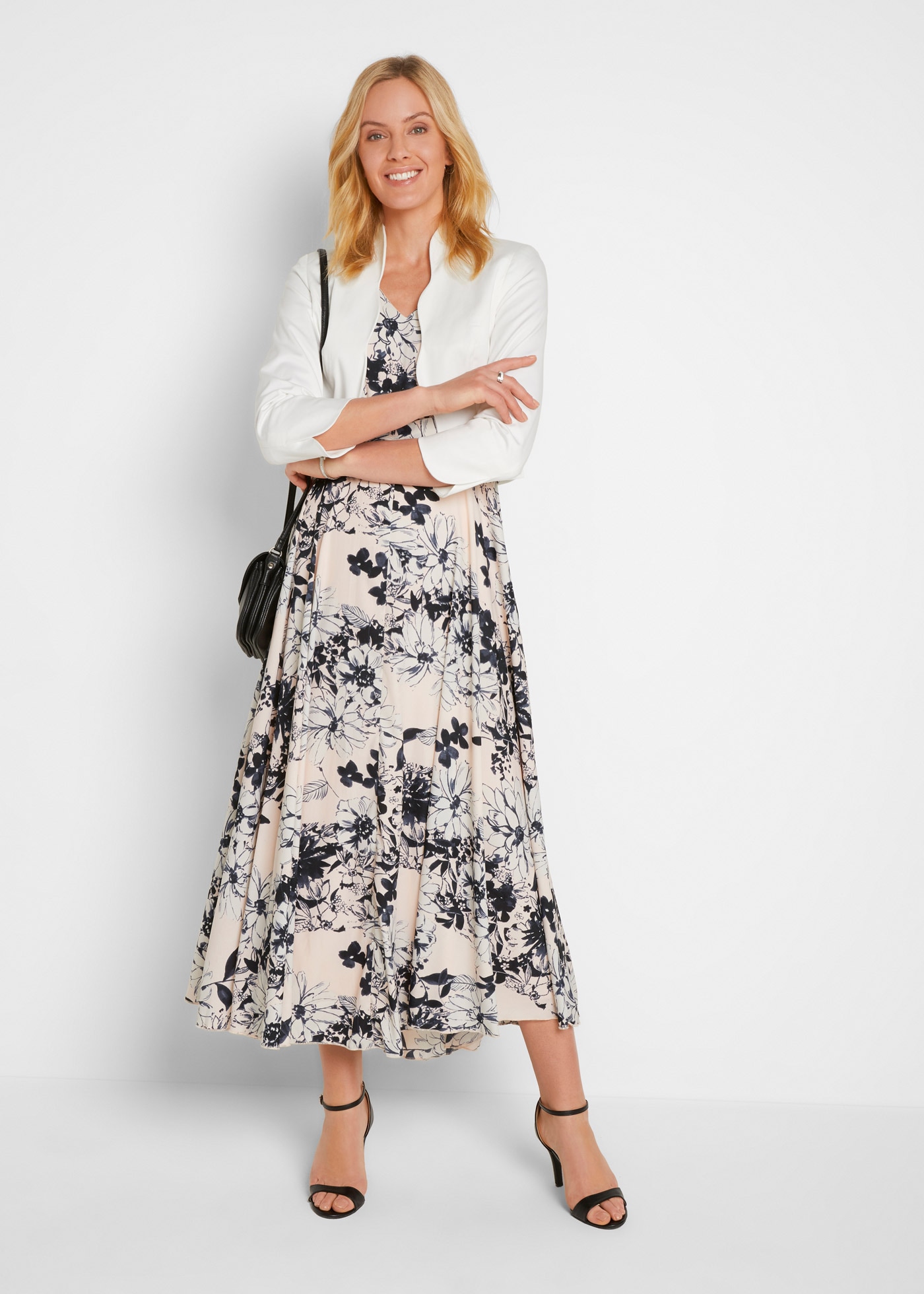 bonprix Blazer boléro elegante Wellenkante, aus Baumwolle und Elasthan, Slim fit