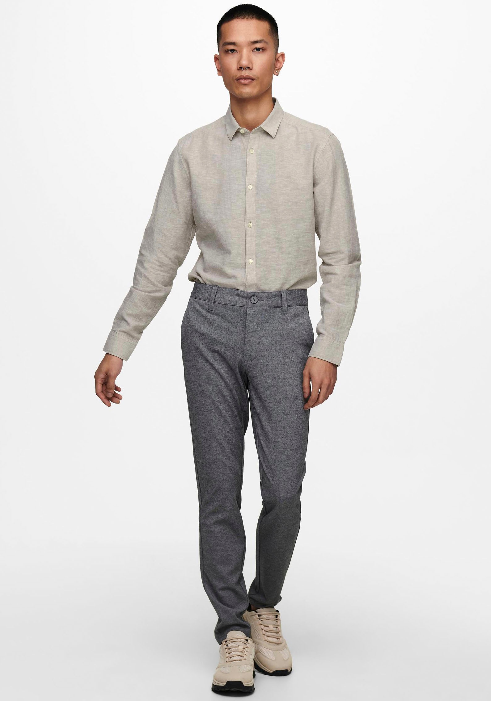 ONLY & SONS Langarmhemd »ONSCAIDEN LS SOLID LINEN SHIRT NOOS«