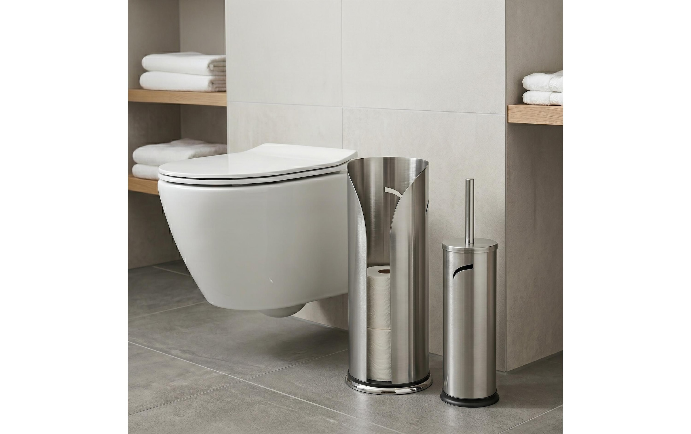 relaxdays WC-Garnitur »Silber« aus Kunststoff | Metall