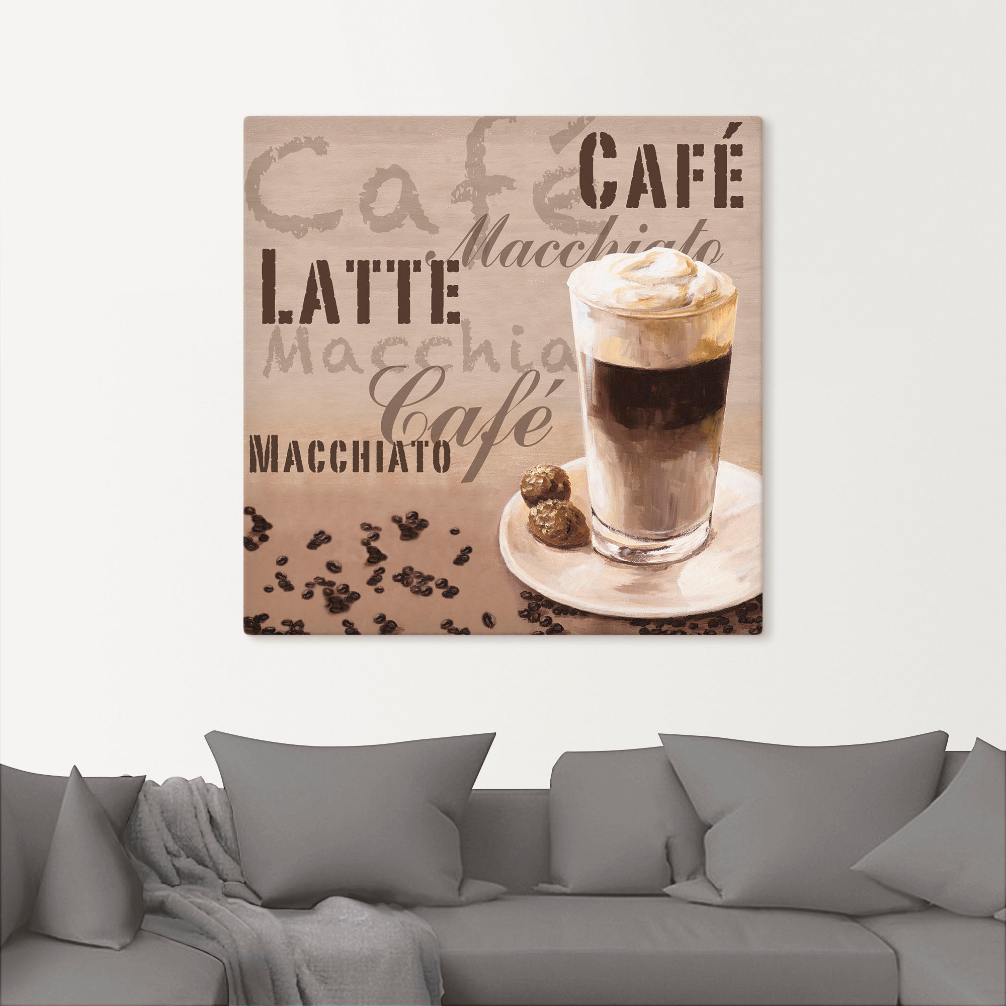 Artland Tableau sur toile »Kaffee - Latte Macchiato« 1 cuis tlg. auf Holzrahmen gespannt