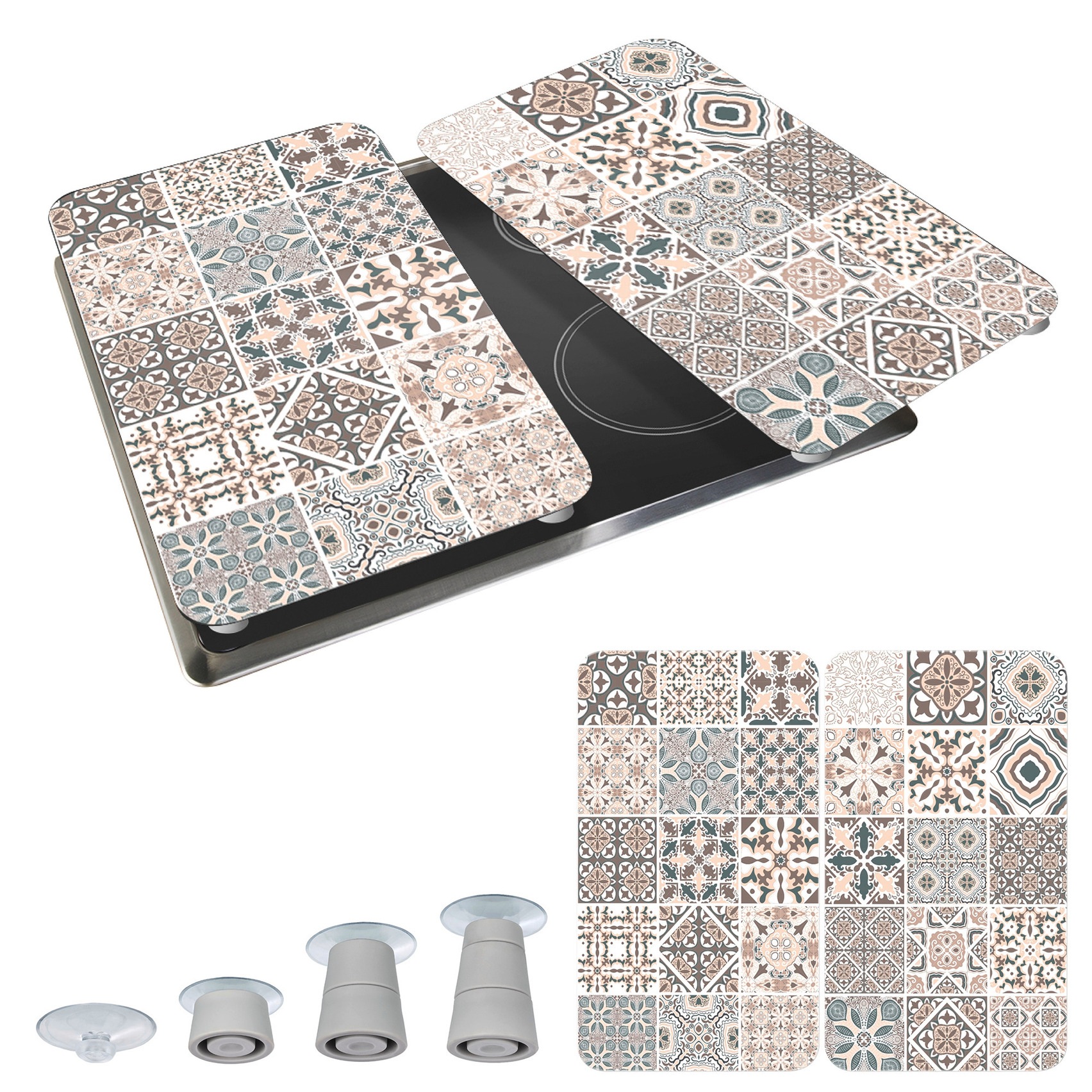 WENKO Herd-Abdeckplatte »Universal Modell Kachel« Herdabdeckung für alle Herdarten, kratzfest, mit rutschfesten Füssen