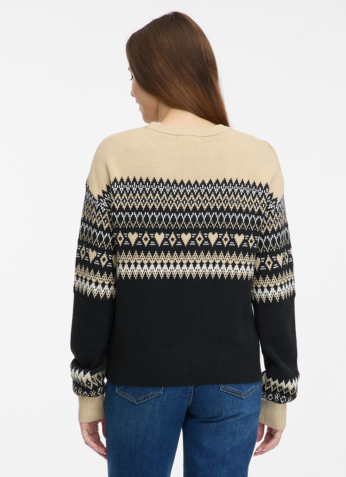 Ragwear Pull à col rond »OSLANA« mit Jacquard Strickmuster, Rundhals, normale Passform