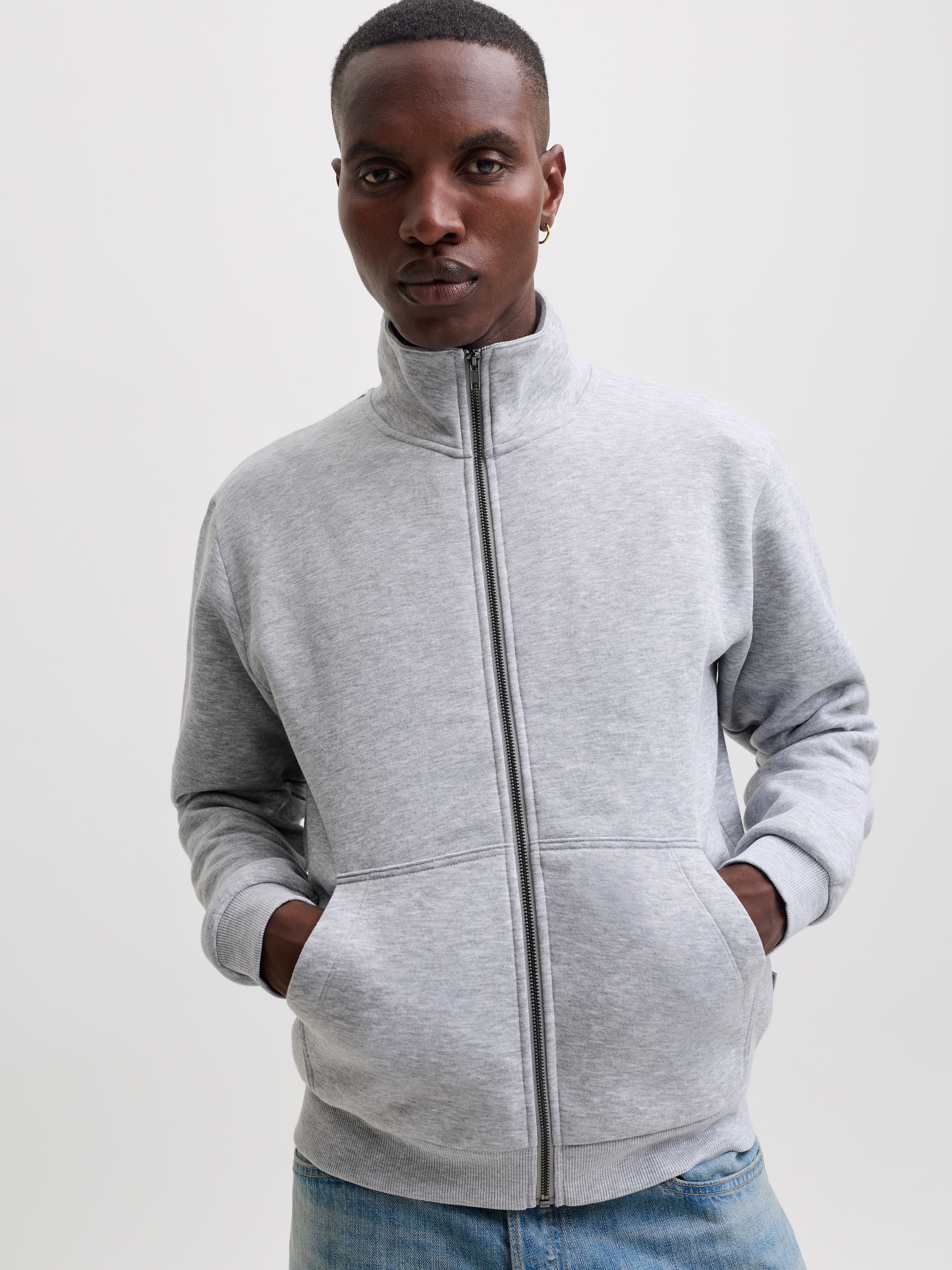 Jack & Jones Veste sweat »JJEBRADLEY SWEAT ZIP HN NOOS« mélange de matériaux, coupe régulière