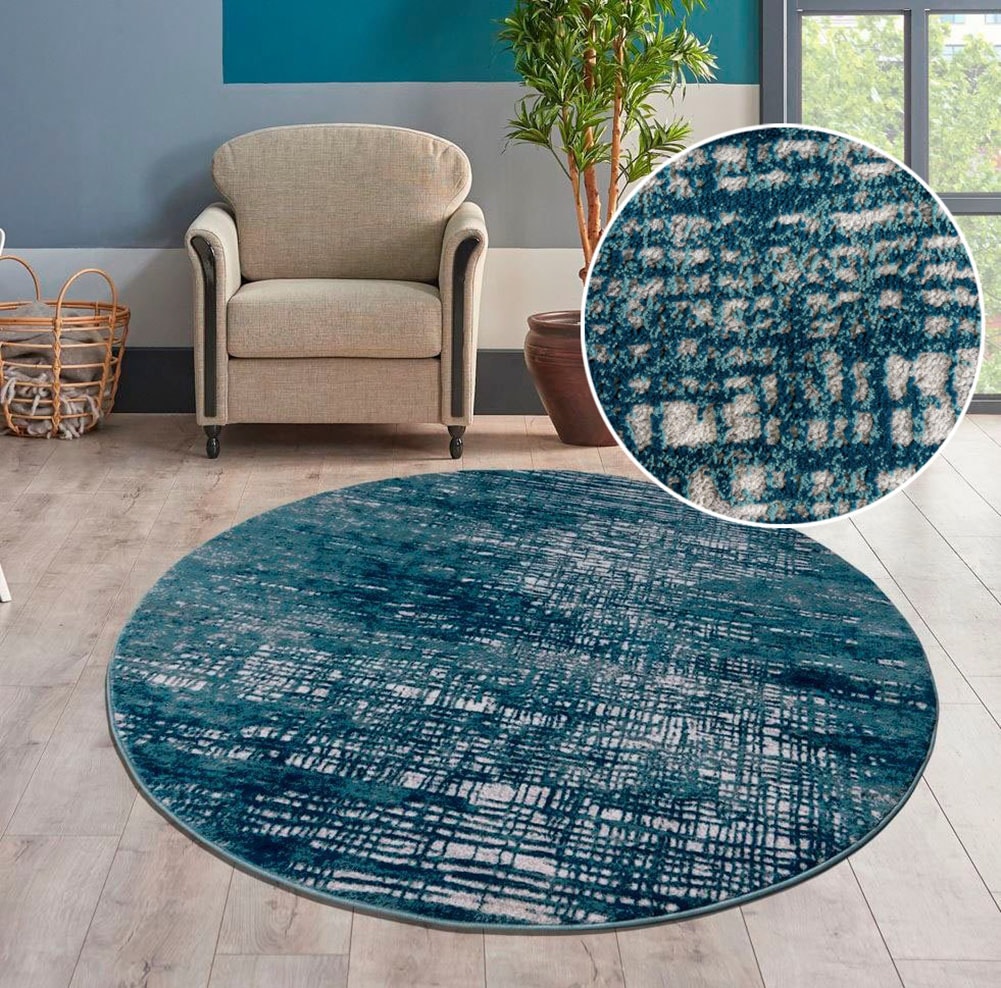 my home Tapis »Ariano, dezenter Glanz mit Hoch-Tief-Struktur« Rond 12 mm Höhe Vintage, dezenter Glanz, Hoch-Tief-Struktur, Schrumpf-Carving-Effekt