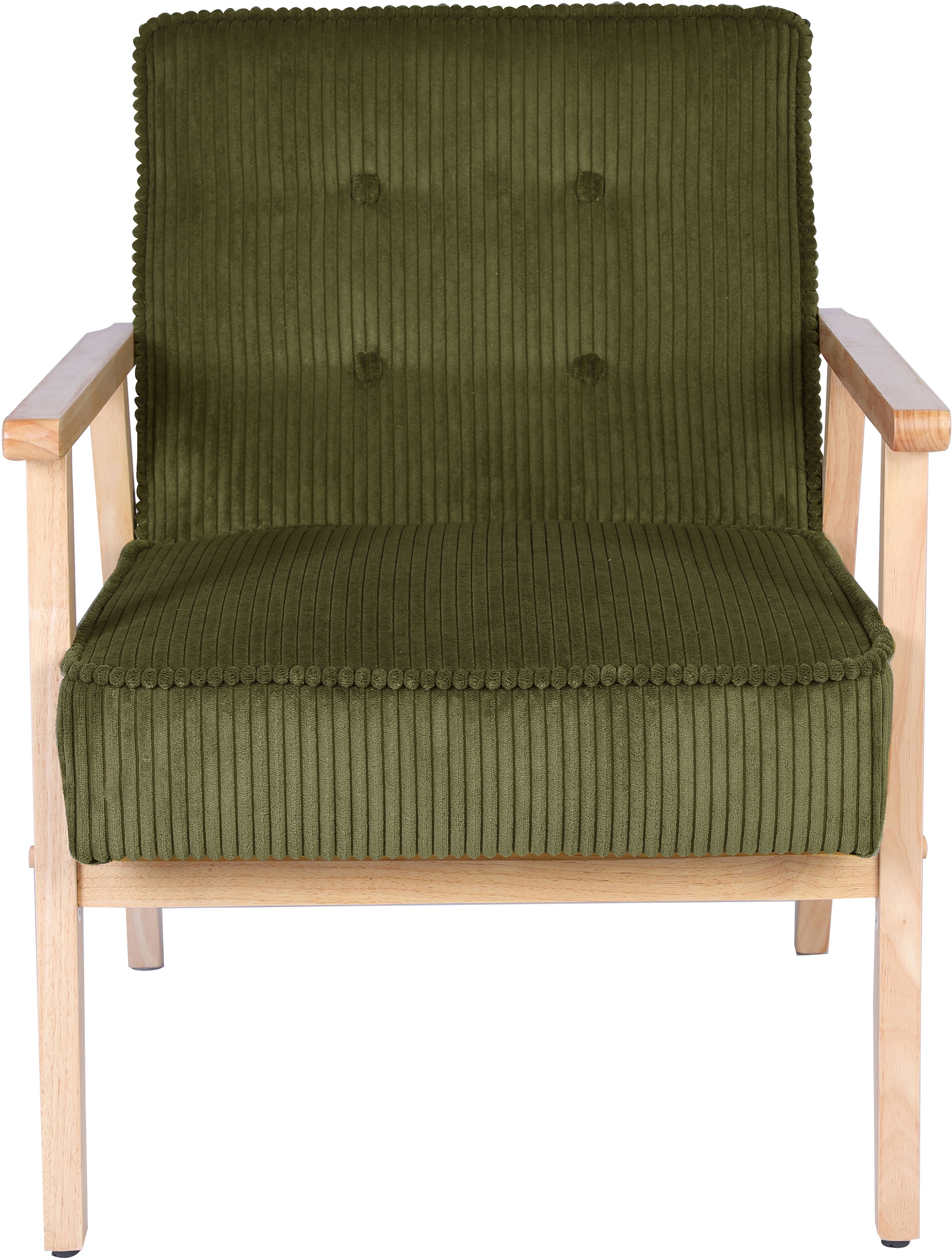 Home affaire Loungesessel »MENONRI mit Armlehnen aus Massivholz« Relaxsessel, Lese-Sessel, Cocktailsessel in Cord und Webstoff