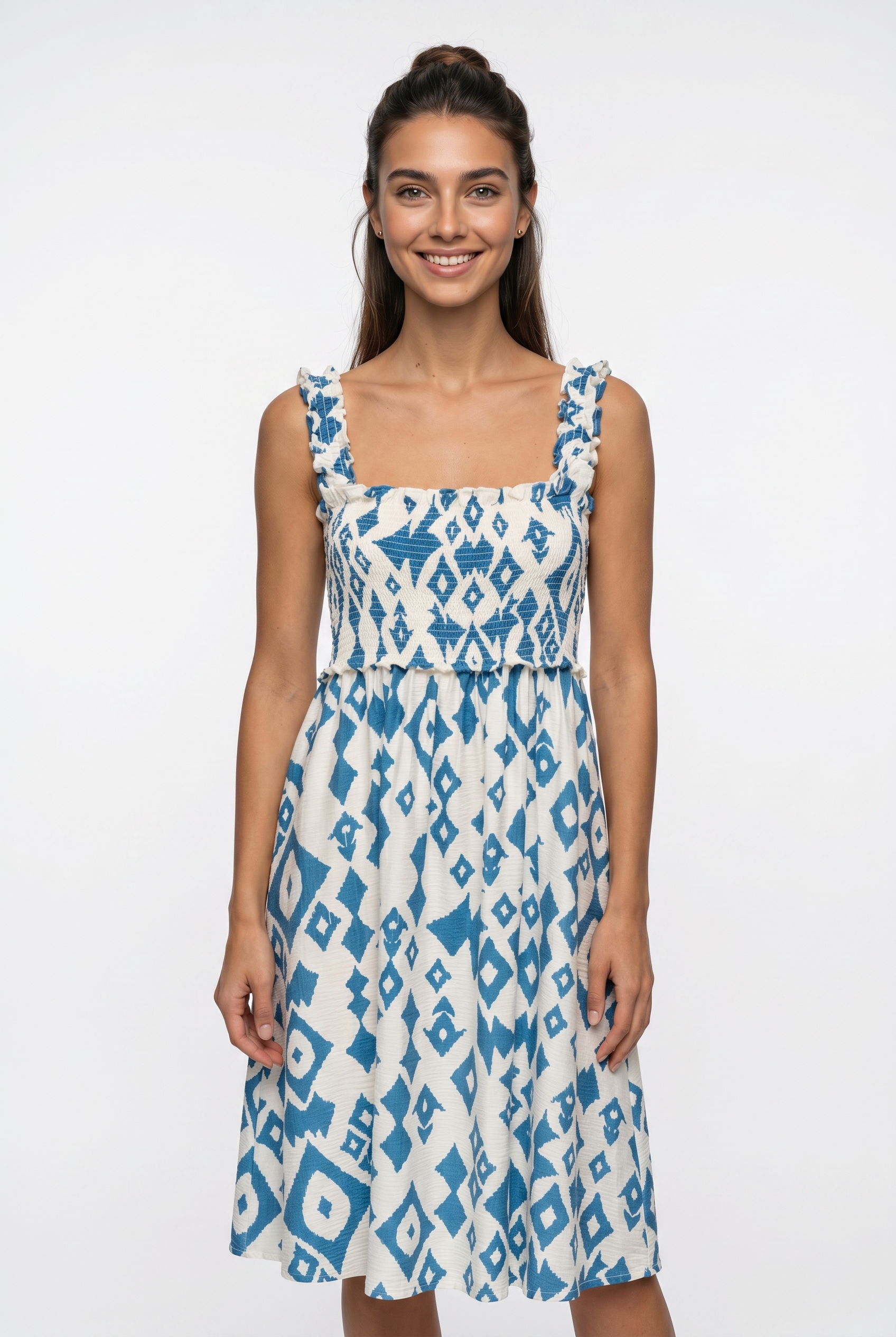 ONLY Robe imprimée »ONLLUMIRA S/L LONG SMOCK DRESS WVN EX« mélange viscose, coupe régulière