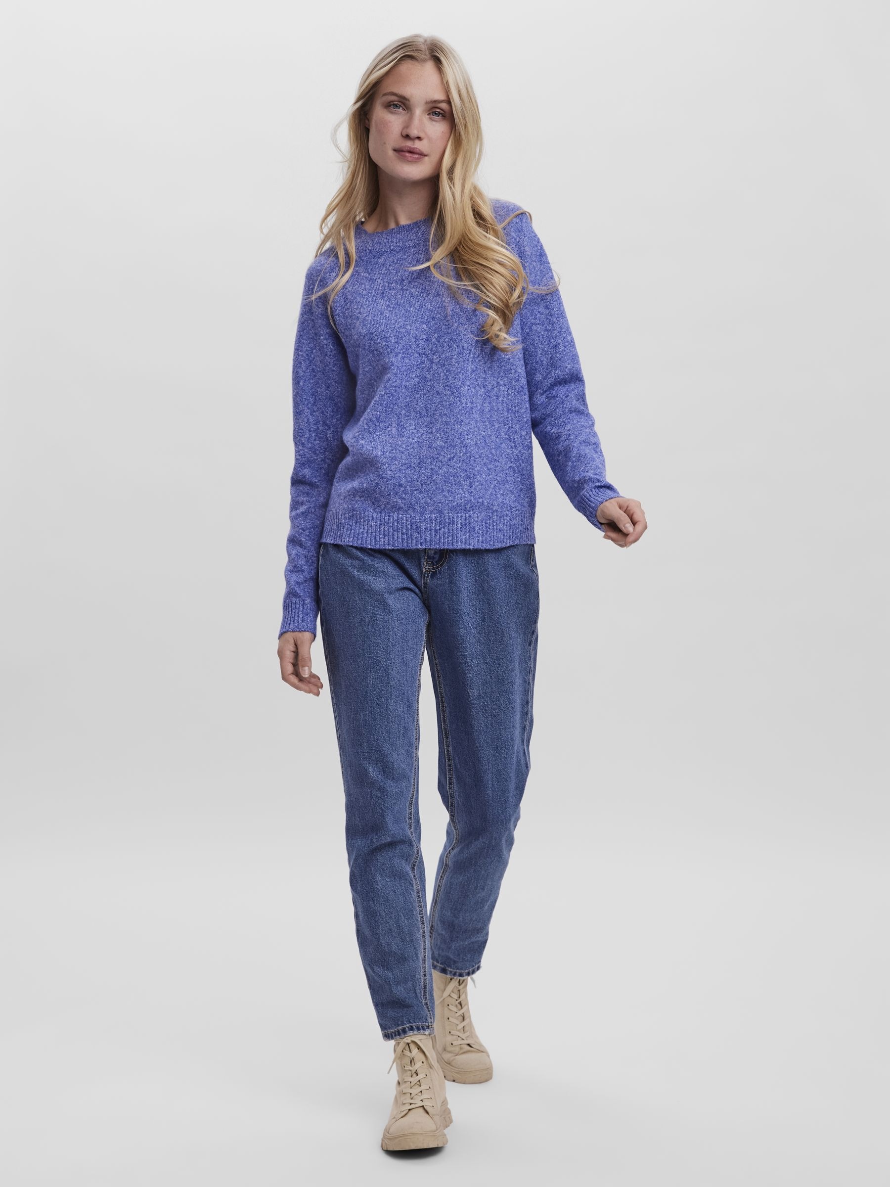 Vero Moda Pull à col rond »VMDOFFY LS O-NECK BLOUSE GA NOOS« mélange de matériaux, coupe régulière