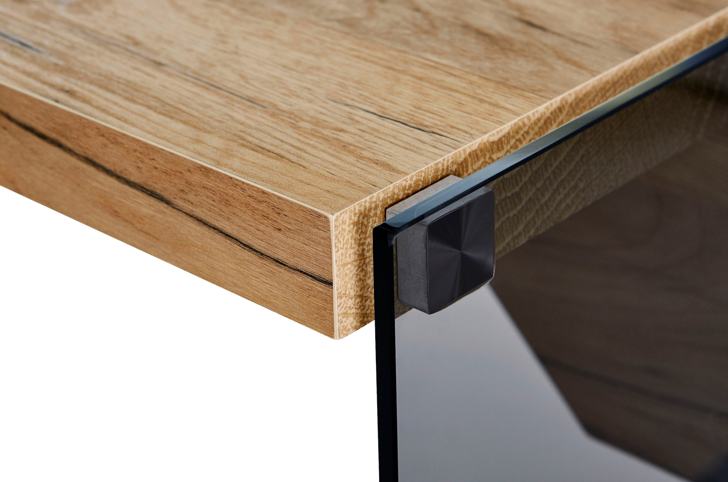 Jahnke Bureau d'angle »LUX« montage réversible, panneau latéral en verre de sécurité ESG