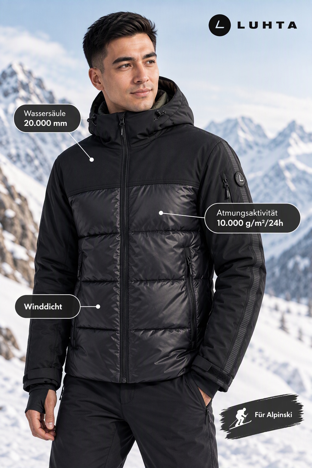Luhta Veste de ski »LUHTA RAHPESOAIVI« imperméable, respirant, coupe-vent, en polyester et élasthanne