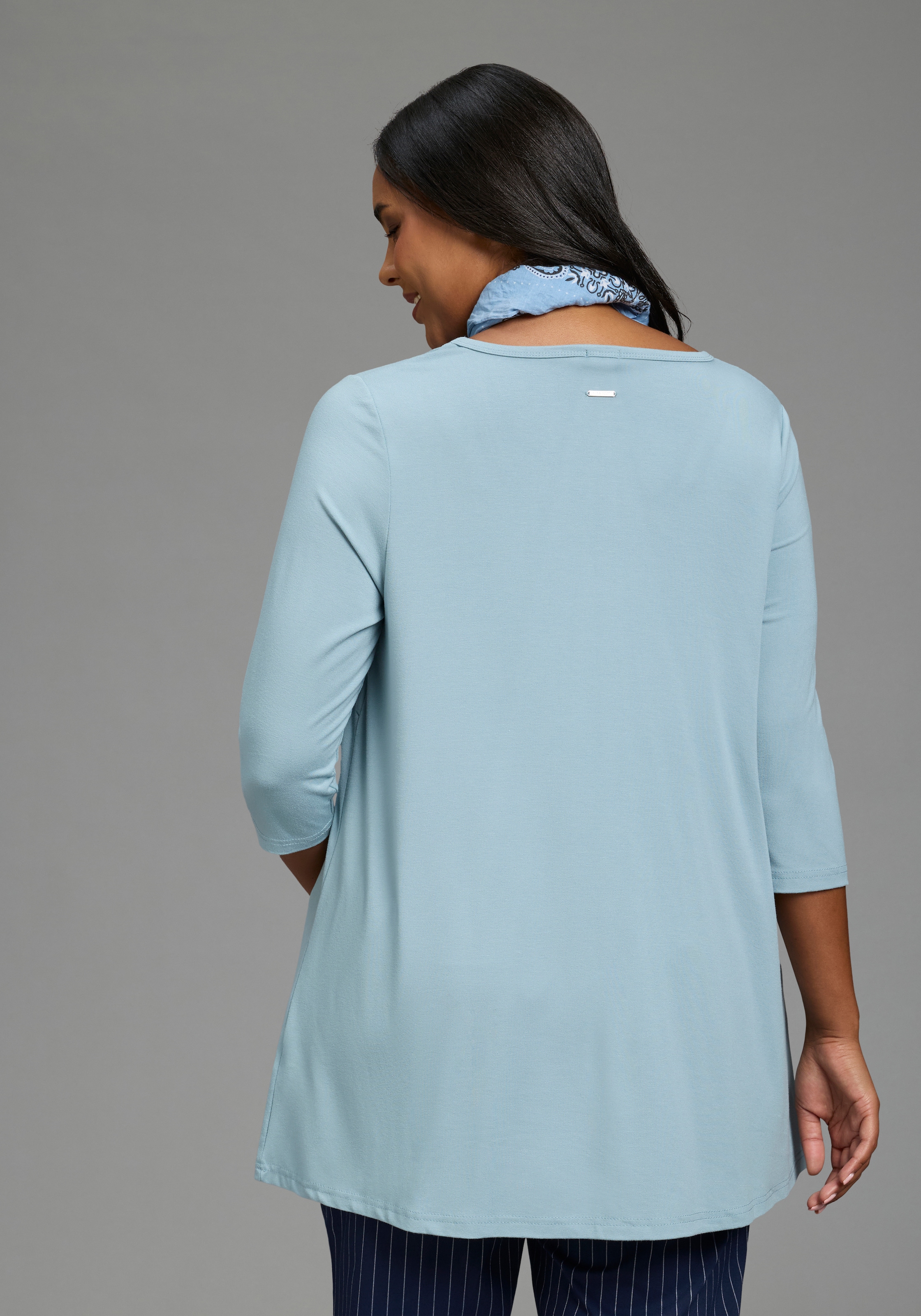 Laura Scott CURVE T-shirt tunique »Grosse Grössen« en ligne A, avec manches 3/4, longueur couvrant les fesses