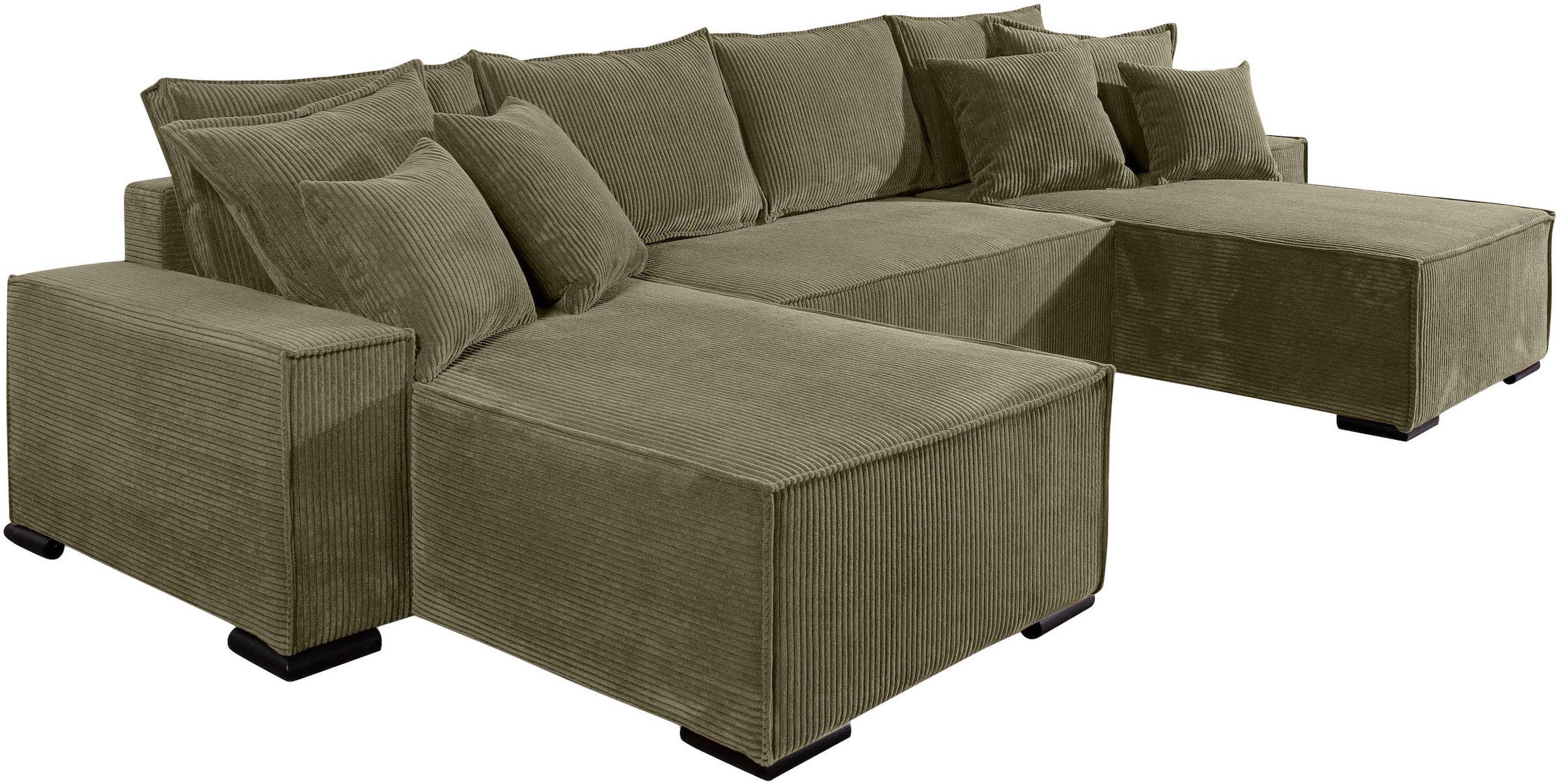 COLLECTION AB Paysage de salon »Manhattan U-Form, B: 313 cm, in Breit- oder Normalcord« fonction lit, coffre-lit & coussins décoratifs, ressorts ensachés