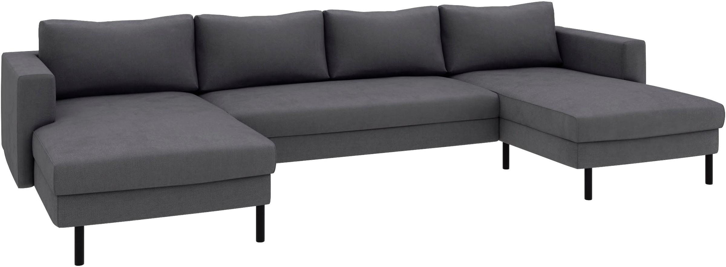 TRENDMANUFAKTUR Wohnlandschaft »Amazing II, wahlw. mit Schlaffunktion & Bettkasten, Fuss schwarz« Sofa in U-Form, in Cord, Struktur LEO o. Struktur LINO, Breite 305 cm