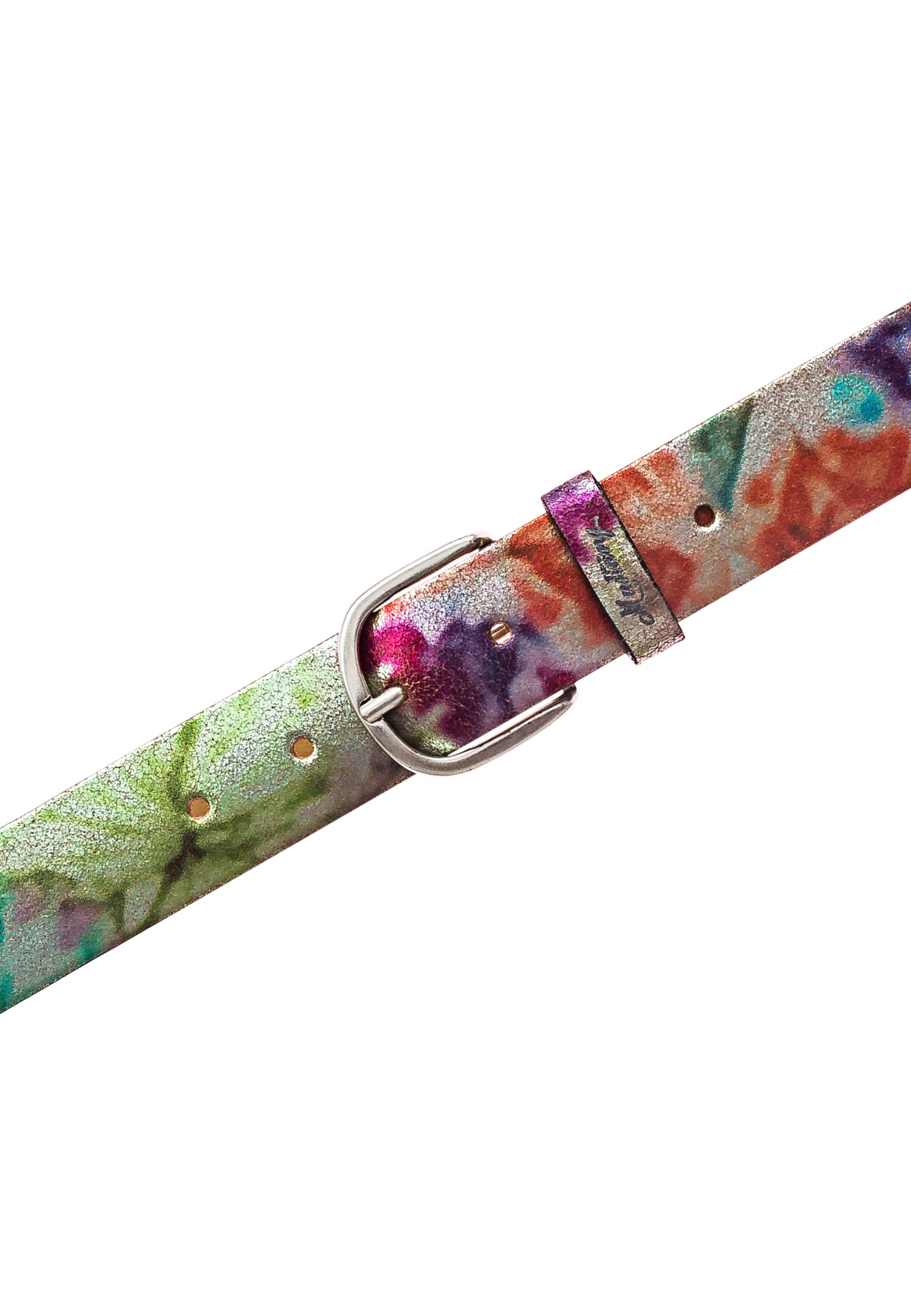 MUSTANG Ledergürtel 1 Stk. Mit floralem Print und Schliesse in poliertem Silber, 3,5 cm