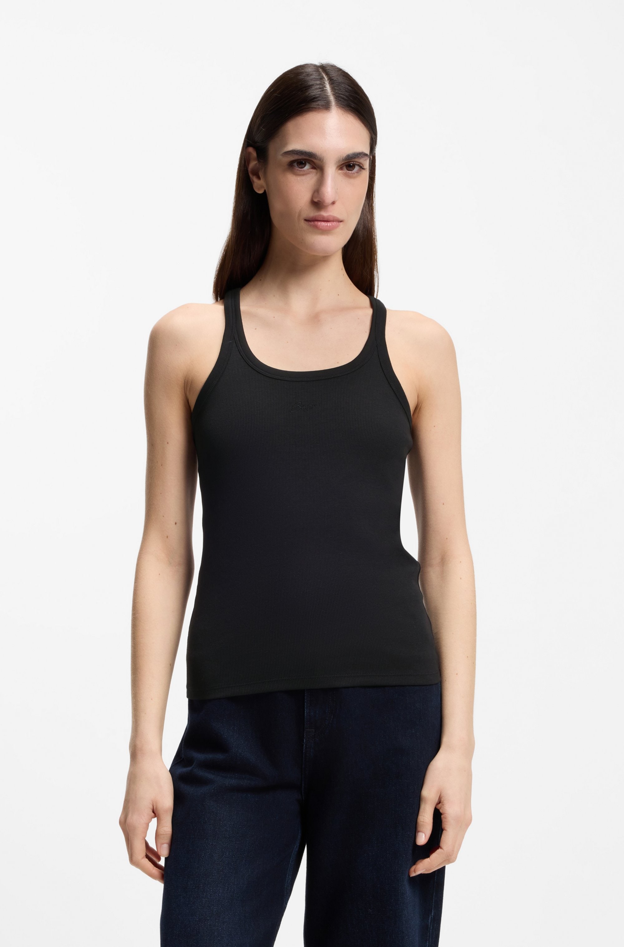BOSS ORANGE Ripptanktop »Epetite Premium Damenmode« Slim Fit mit Logostickerei