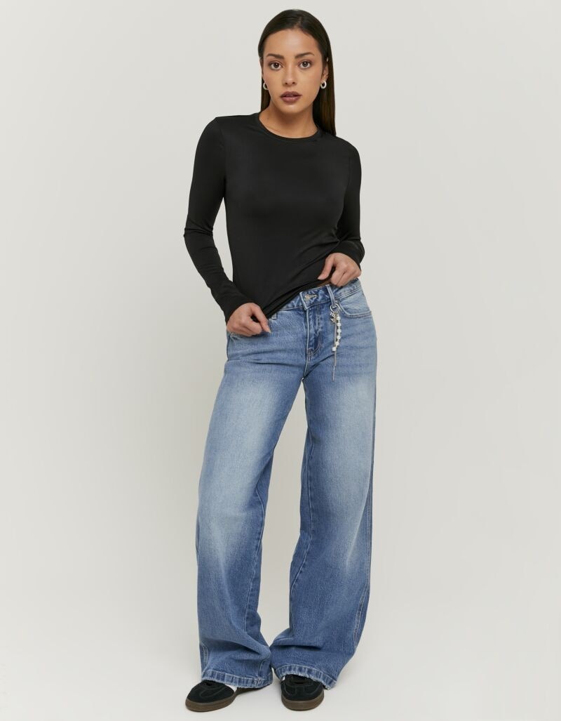 Tally Weijl Jeans taille basse »SPADEPALLAS« Baumwollmischung, Low-Waist mit geradem Beinverlauf und Strass-Anhänge