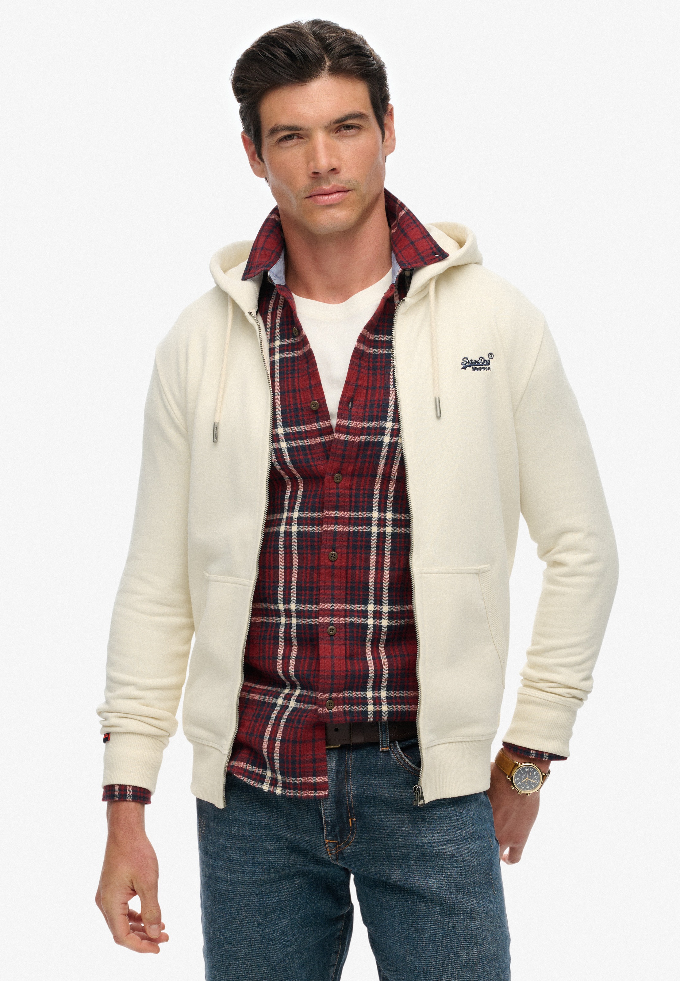 Superdry Sweat à capuche »ESSENTIAL LOGO ZIP HOODIE HB« Baumwollmischung, slim fit