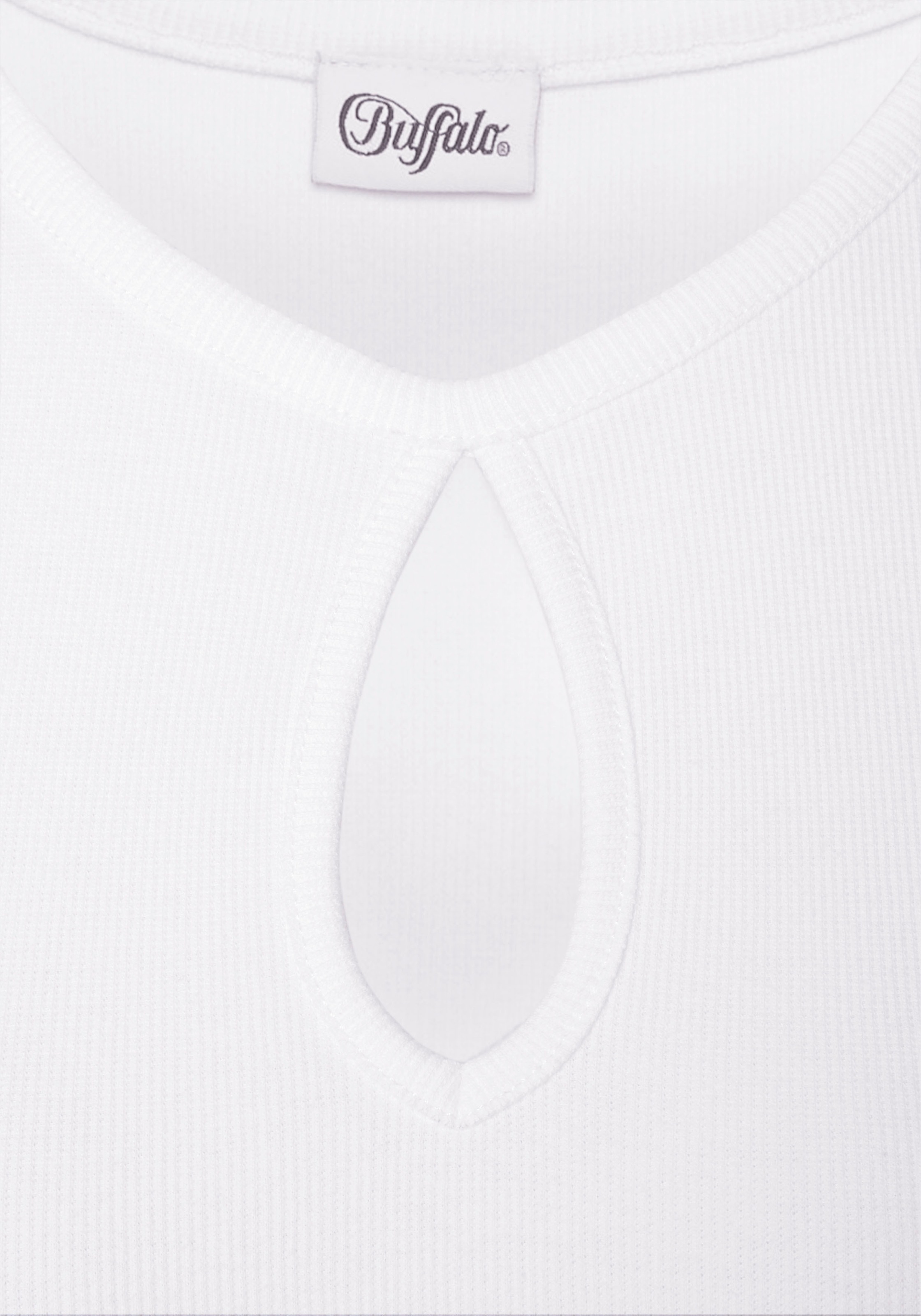 Buffalo T-shirt à manches courtes aus feiner Rippware, Cut-Out-Detail, T-Shirt aus Baumwolle, Basic