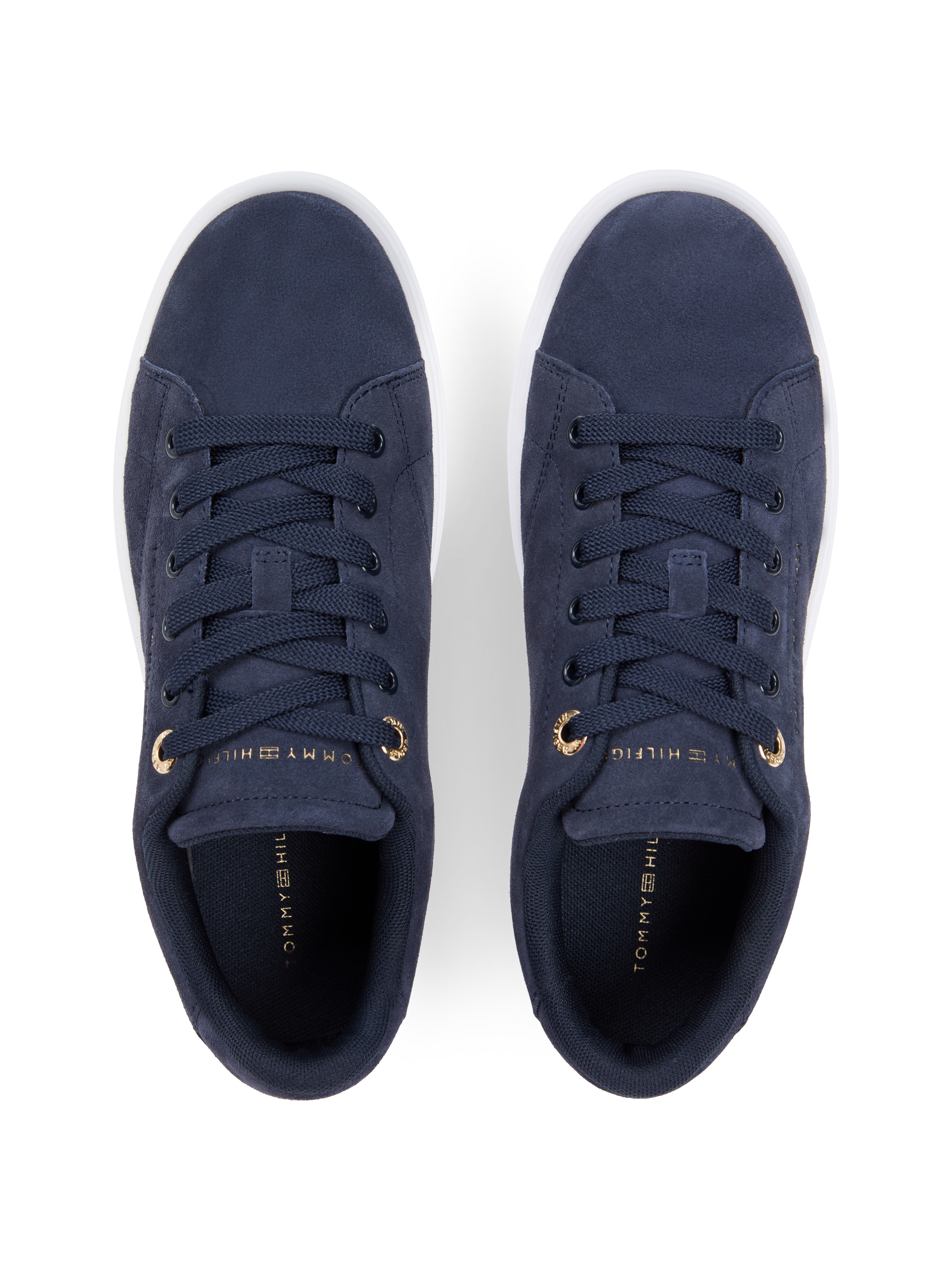 Tommy Hilfiger Baskets à plateforme »TH FEMININE CUPSOLE SUEDE«  Chaussure de loisirs, chaussure basse, à lacets avec inscriptions logo