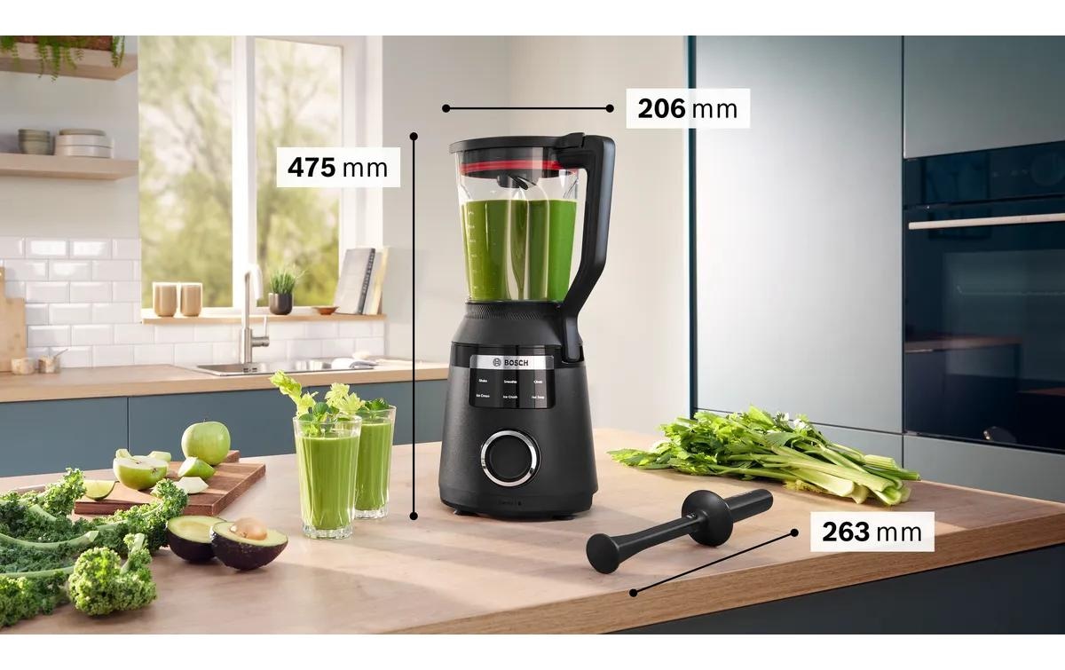 BOSCH Mixeur sur pied »VitaPower Serie 6  MMBD665B1, Hochleistungsmixer, 45.000 rpm, schwarz« 1800 W 2l, 6 Automatikprogramme inkl heisse Suppe, Stopfer, Sicherheitsdeckel