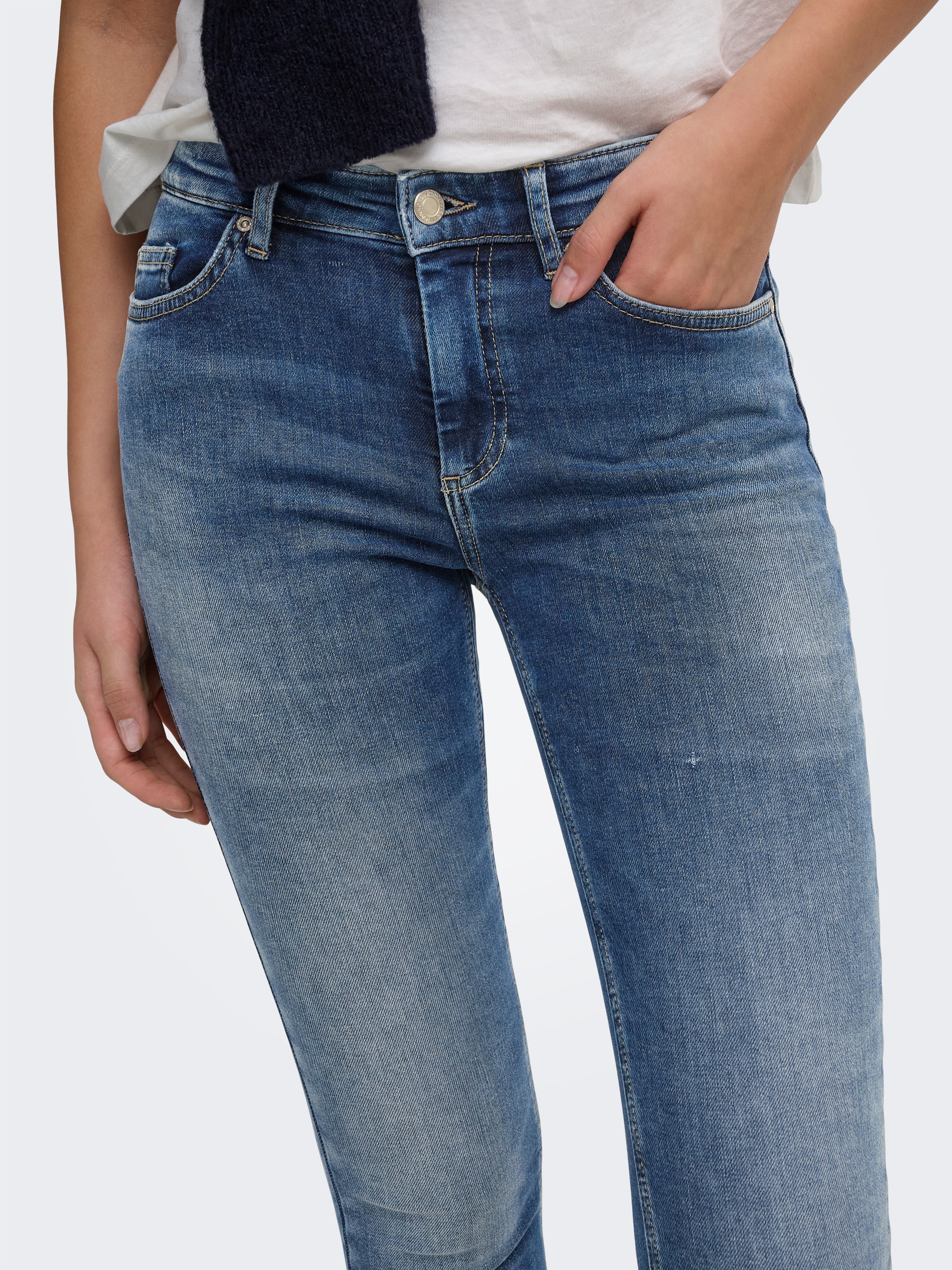 ONLY Jeans skinny »ONLBLUSH MID SK ANK RW DNM DOT622 NOOS« mélange de coton, coupe skinny