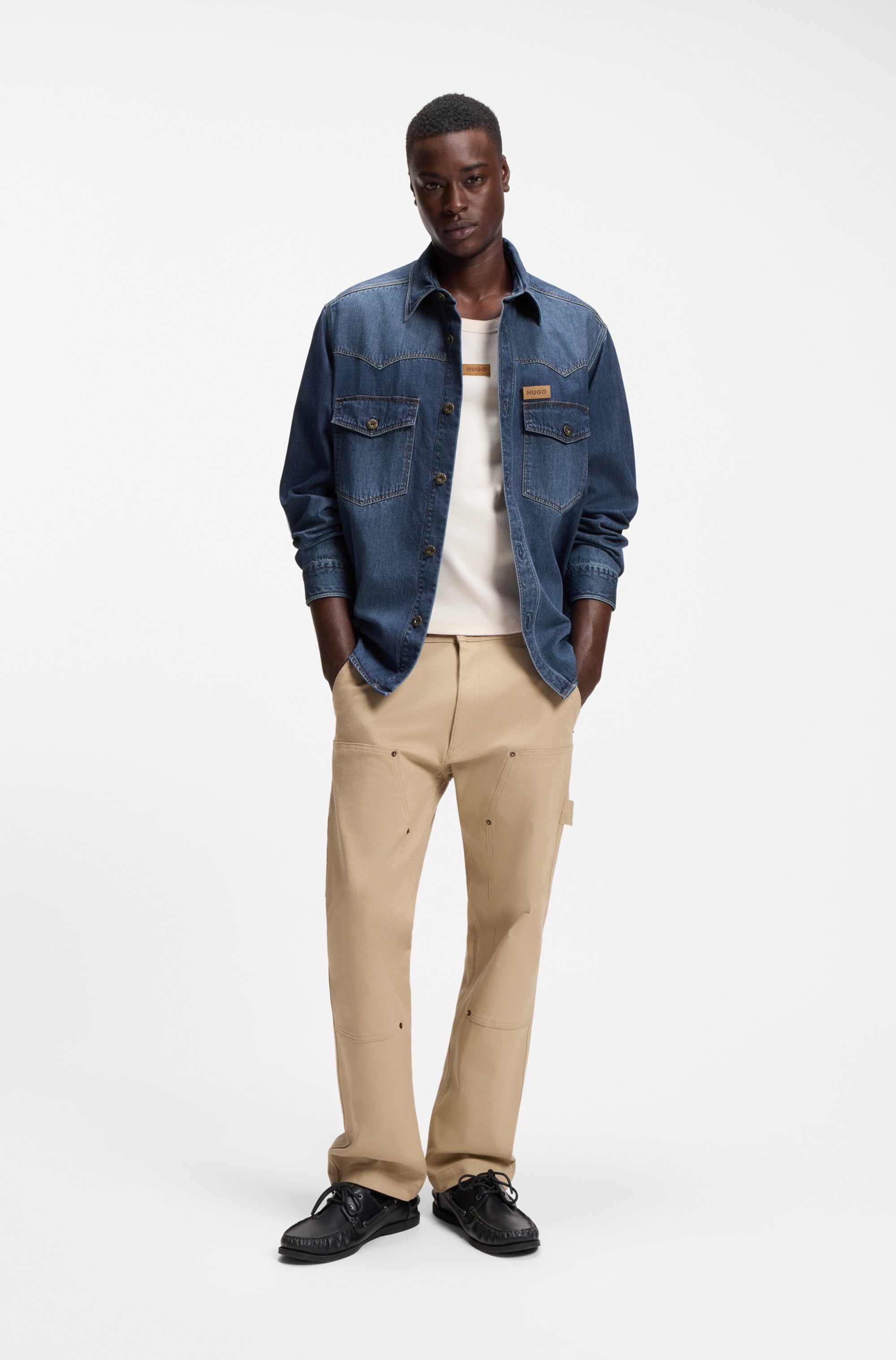 HUGO Chemise en jean »Ebant« Oversize Fit, reine Baumwolle
