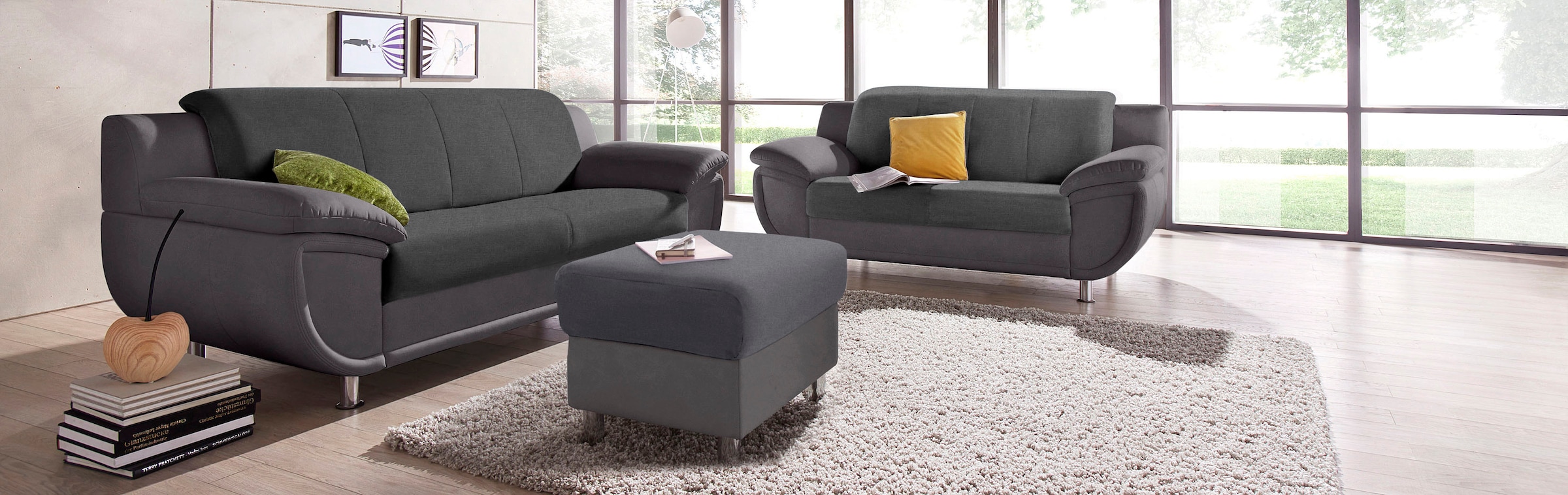 TRENDMANUFAKTUR Tabouret au choix avec ressorts confortables, positionnable librement dans la pièce