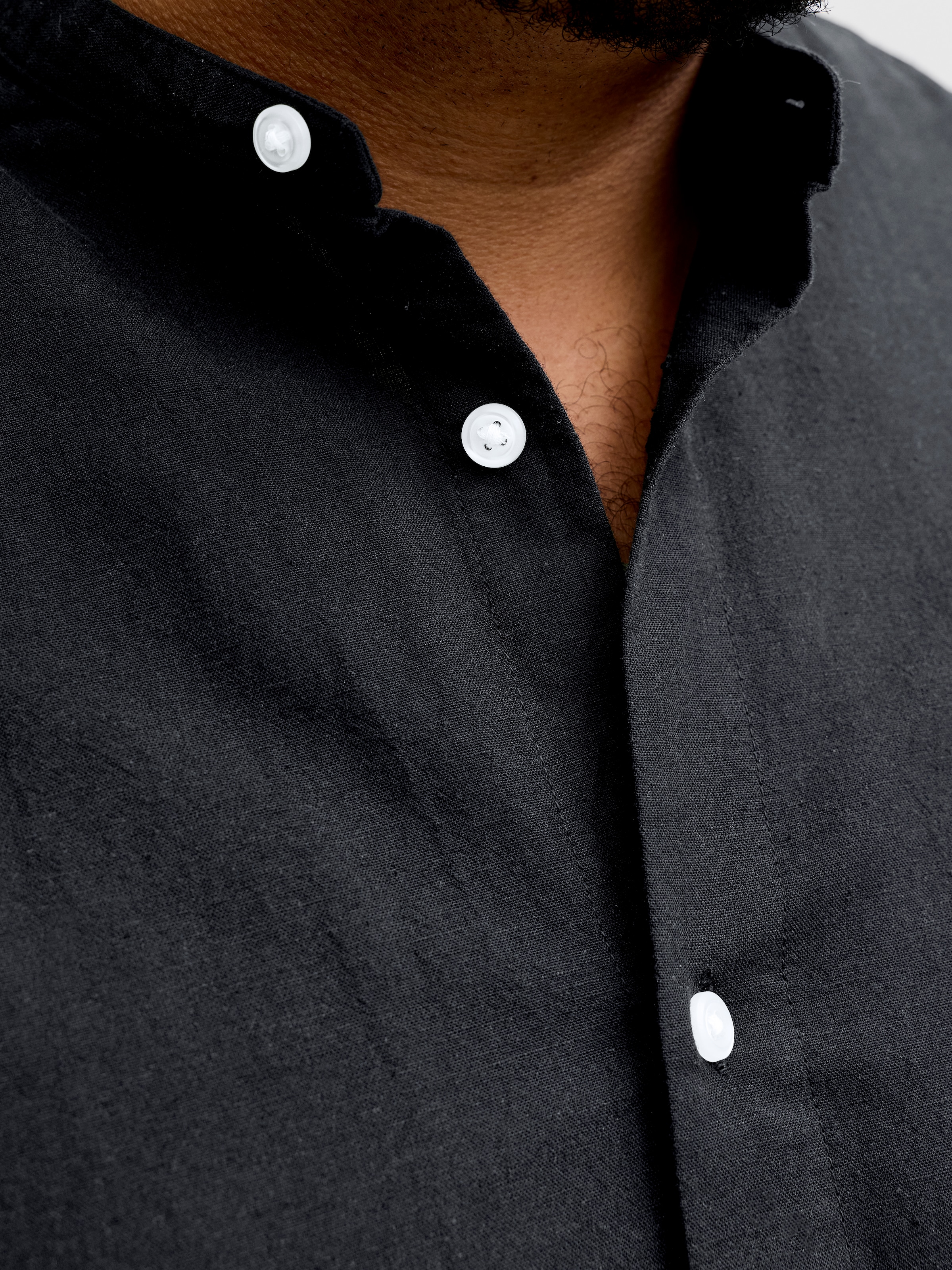 Jack & Jones PlusSize Chemise à manches longues »JJEBREEZE LINEN BLEND BAND SHIRT L PLS« mit Stehkragen