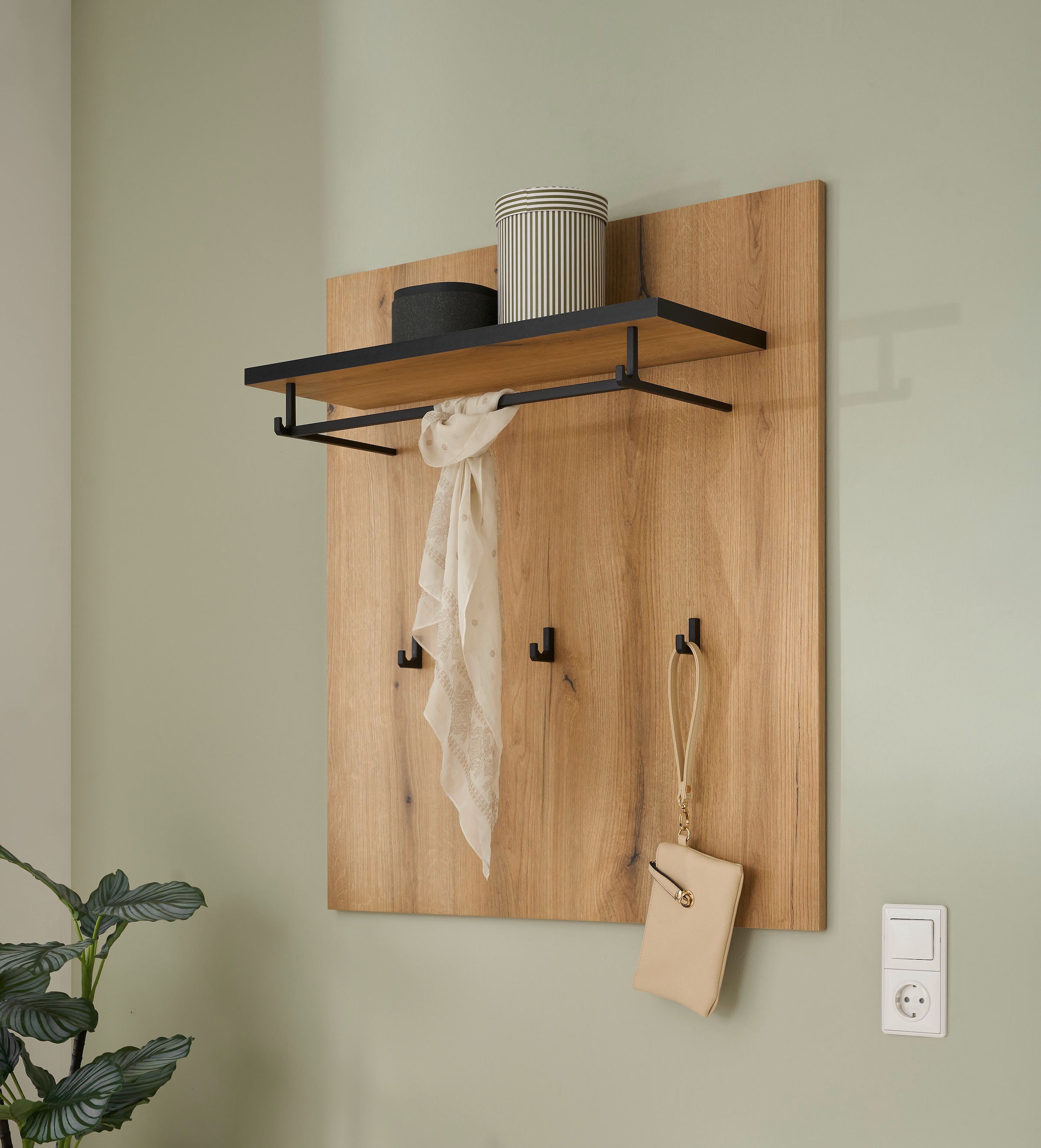Home affaire Panneau de vestiaire »Cantara, Wandregal, Flurgarderobe mit Hutablage, Kleiderstange & Haken« vielseitig einsetzbar, in zwei Farben verfügbar, 79 cm breit