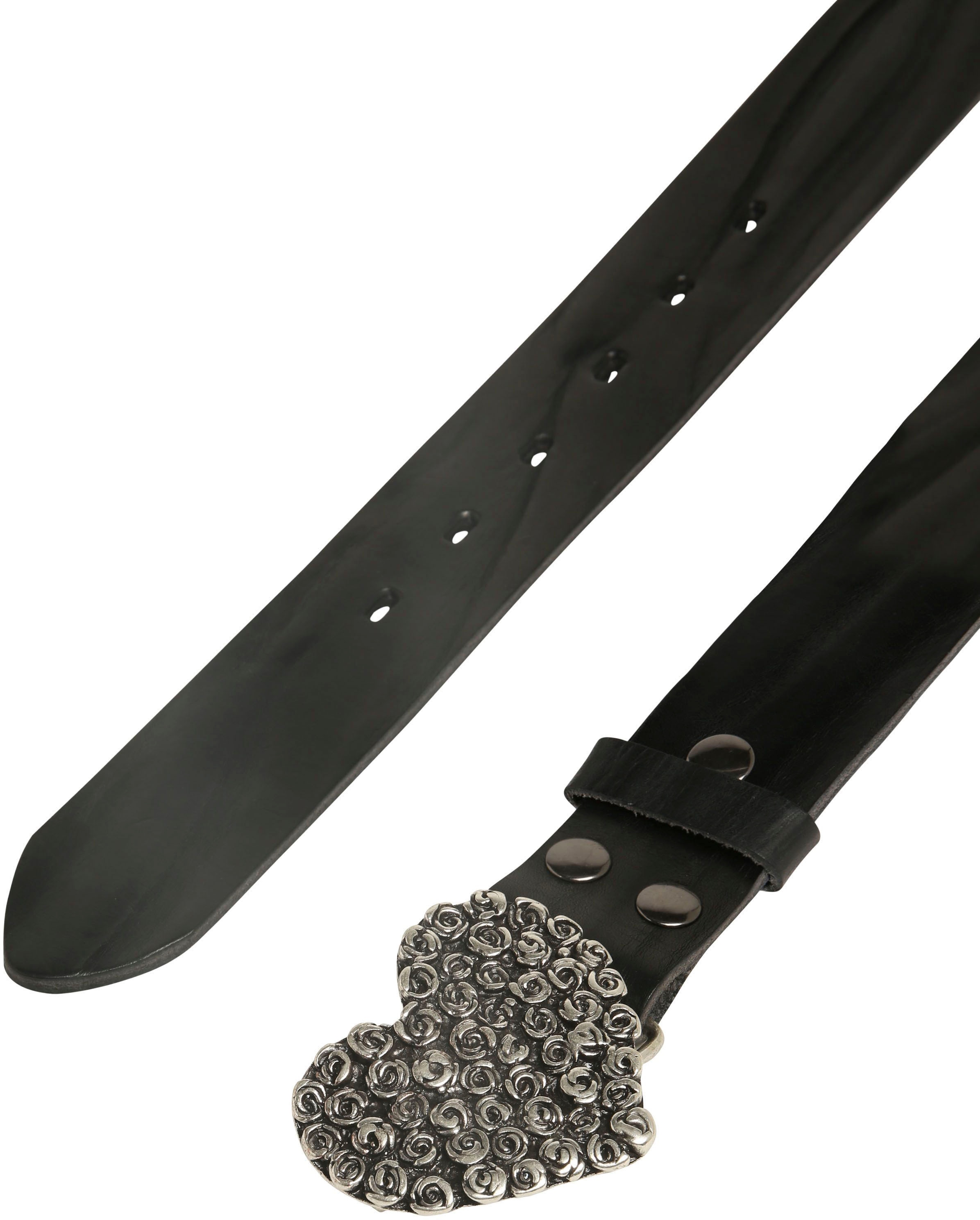 Rettungsring Gürtel Ceinture en cuir mit floraler Herzkoppelschliesse