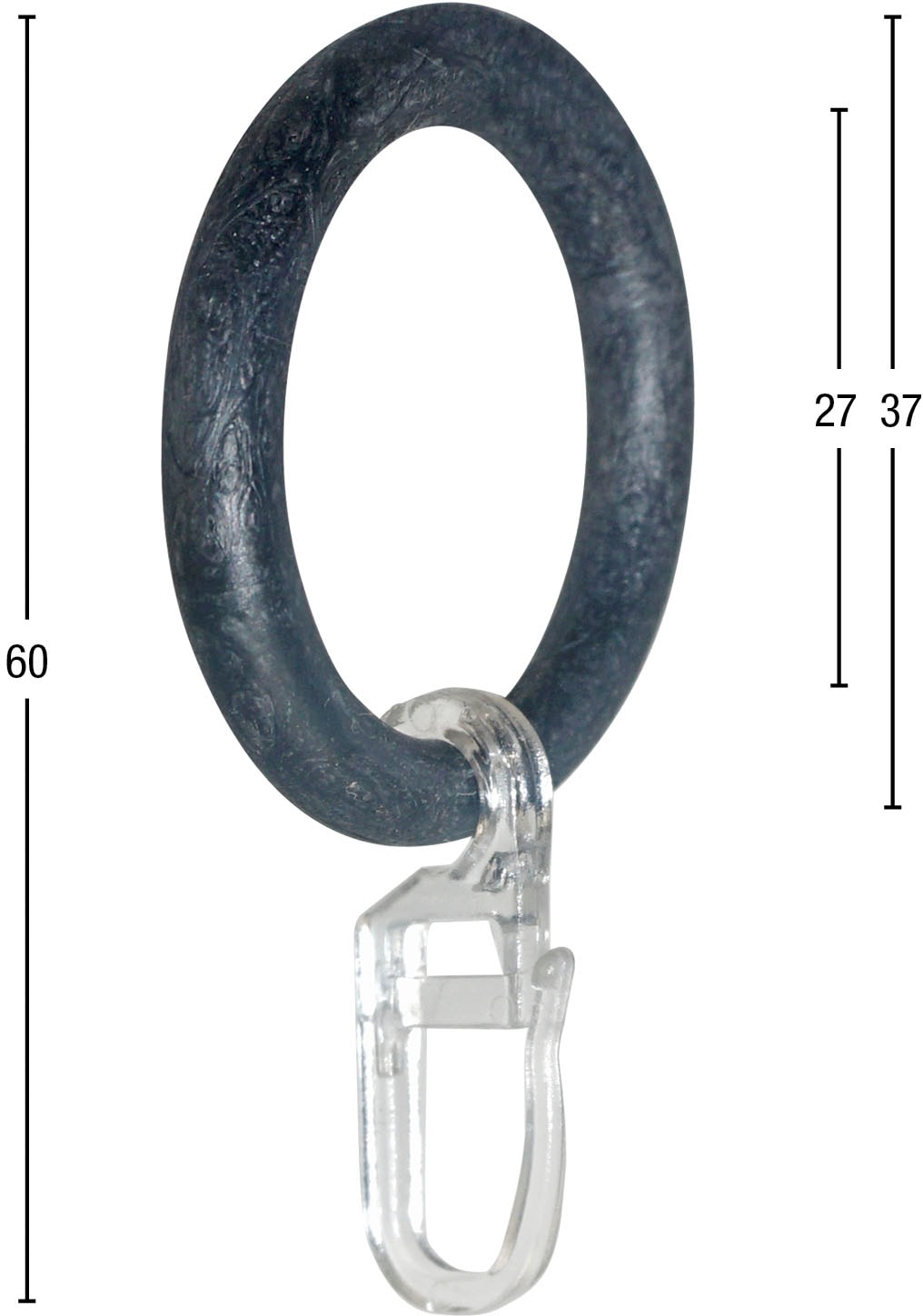 GARESA Anneau pour rideaux »Ring mit Haken« für Durchmesser bis 16 mm, einfache Montage