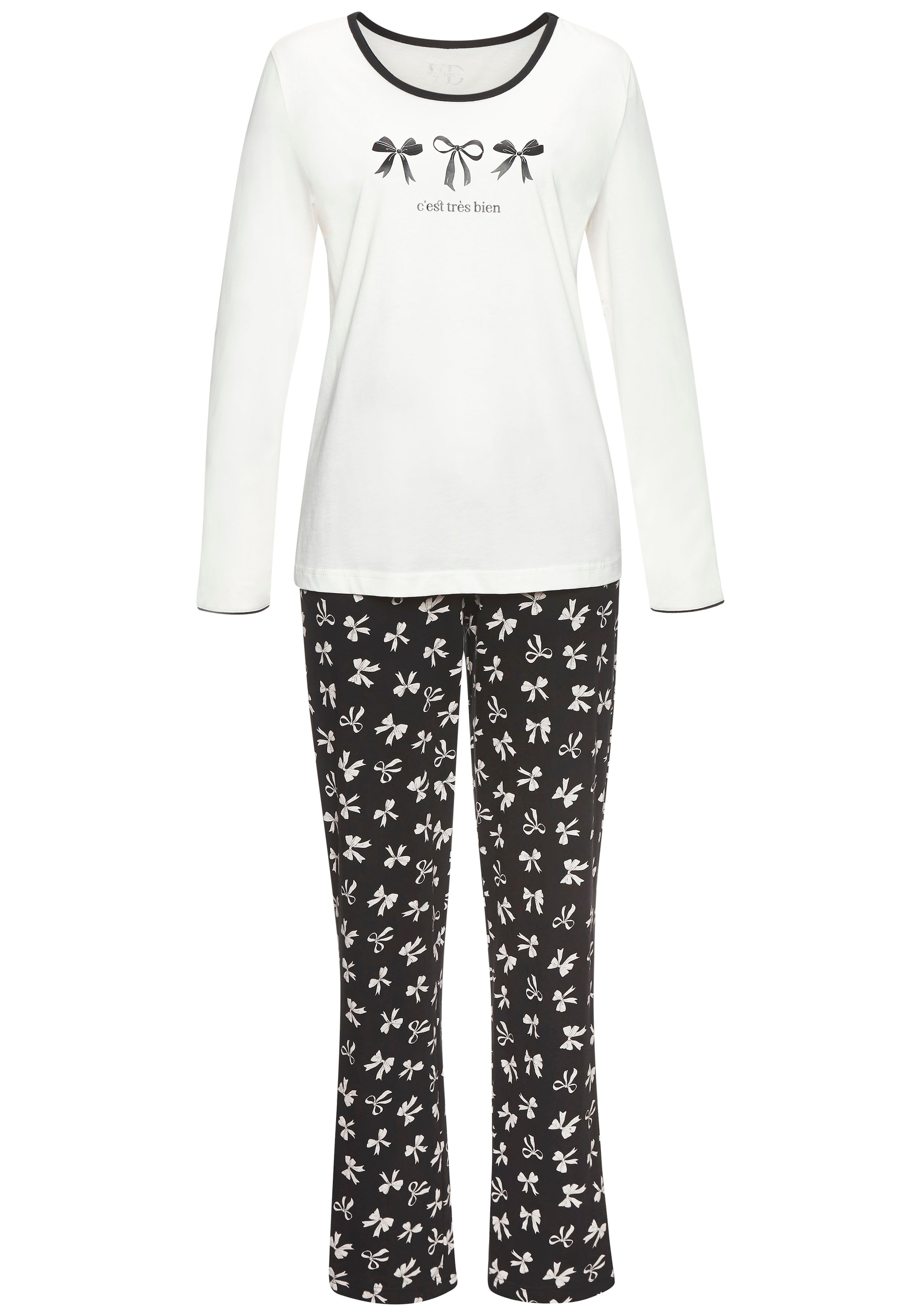 Vivance Dreams Pyjama Set, 2 pièces Mit süssem Schleifenmuster