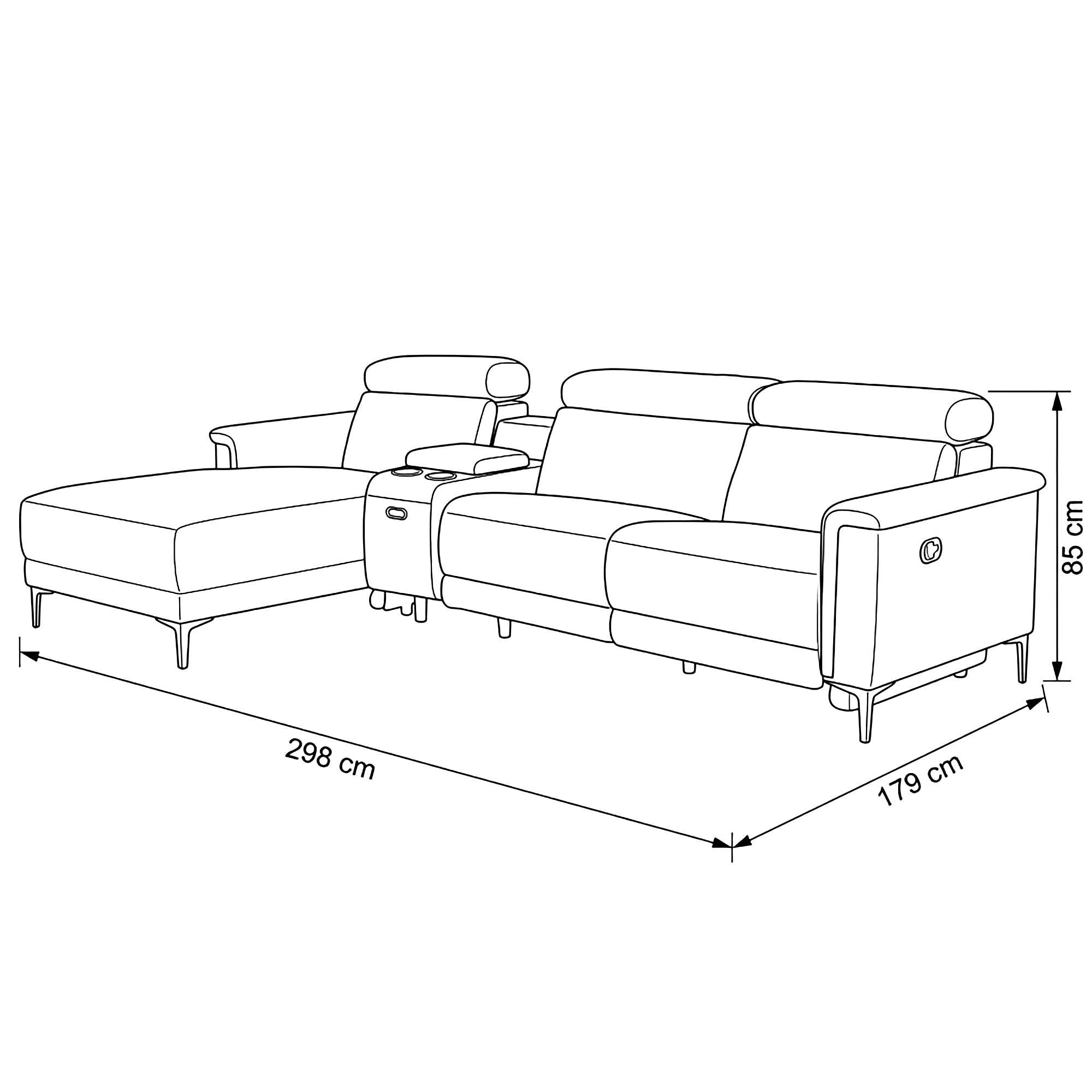 GOODproduct Ecksofa »LUND Kinosofa, L-Form, 298cm, man./elektr. Relaxfunktion (mit USB-A/C)« USB-A/C bei elektr.Variante, Kopfteilverstellg/Getränkehalter/Staufach