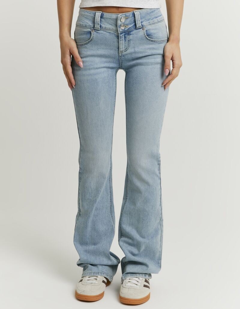 Tally Weijl Bootcut-Jeans »SPADECYNTIA« Baumwollmischung, Low Waist, mit doppeltem Knopf am breiten Bund