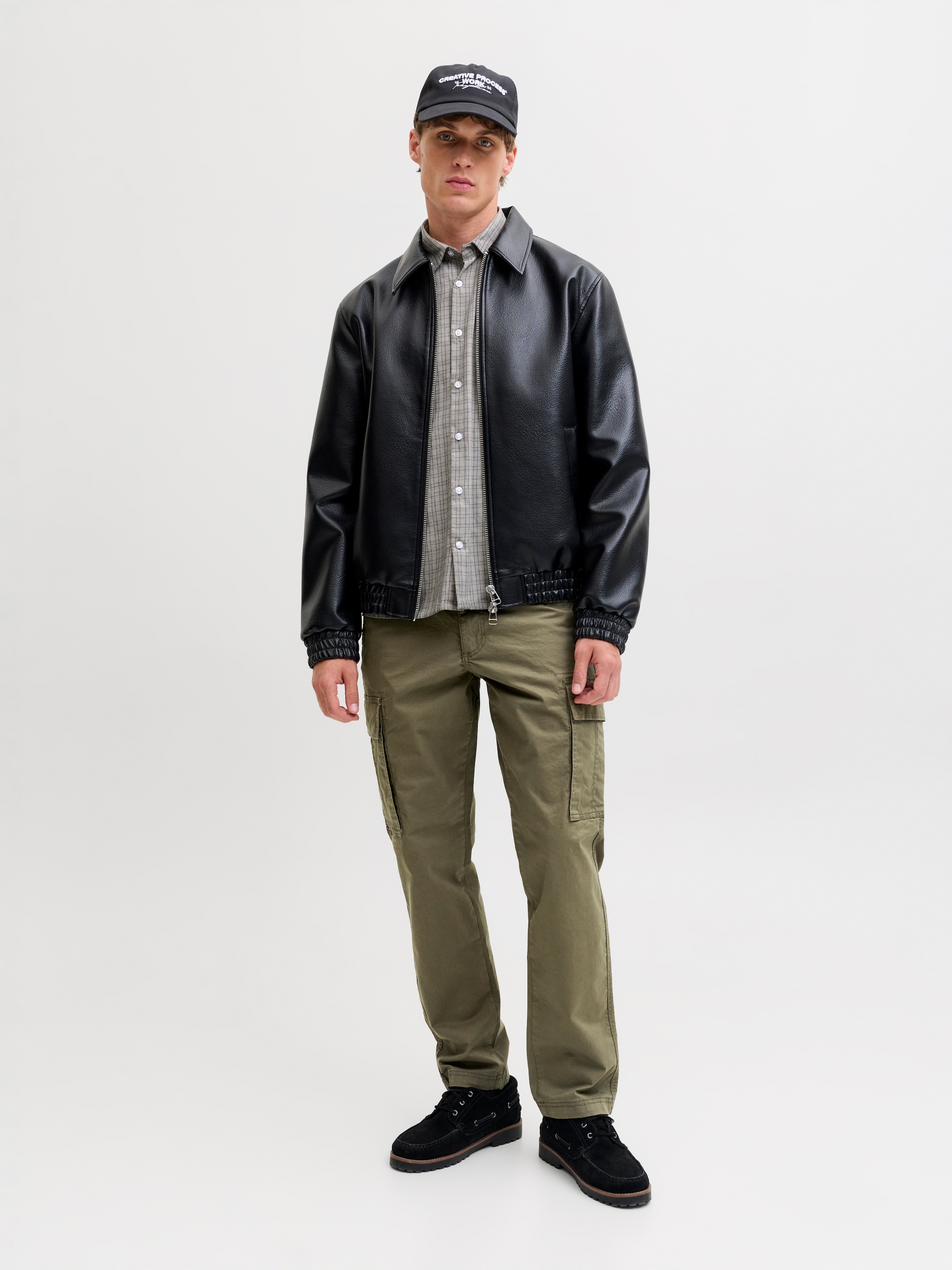 Jack & Jones Pantalon cargo »JPSTKANE FRANK CARGO NOOS«  mélange de coton, coupe ample