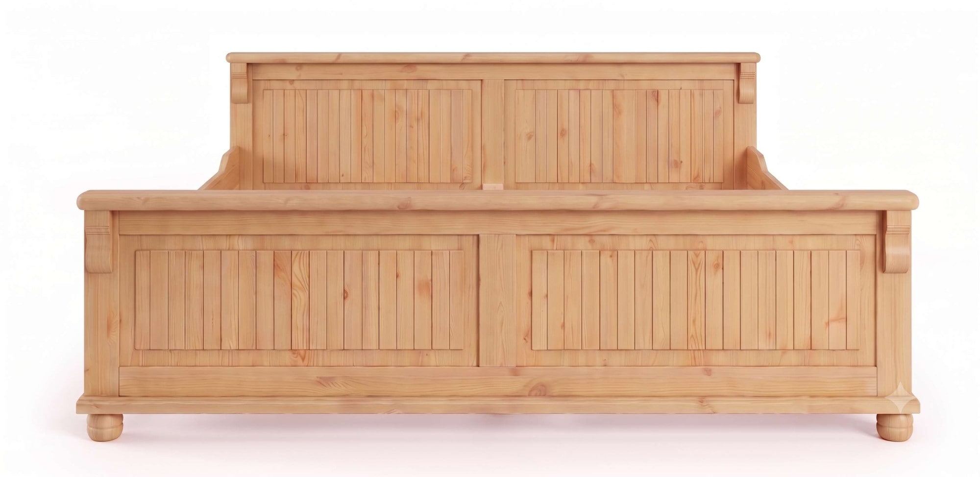 GOODproduct Lit en bois massif »Adele« Largeur 140 ou 180 cm, style maison de campagne,  en pin massif, belle optique à caissons, optique lamelle