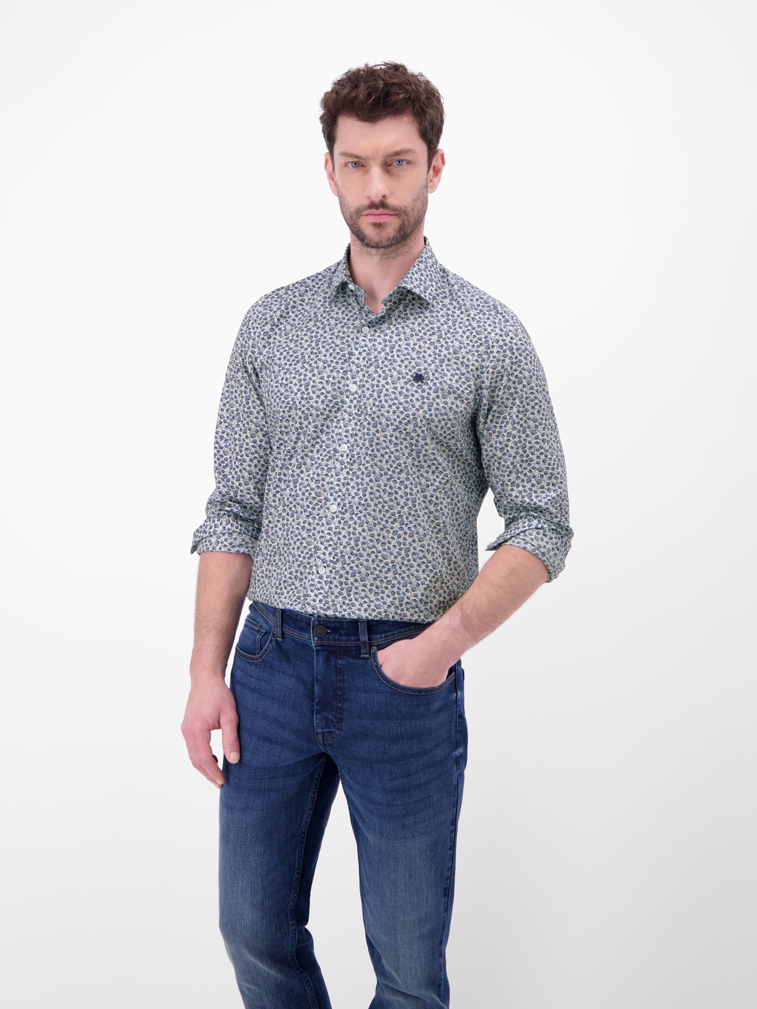 LERROS Chemise à manches longues mit Allover-Minimal-Print