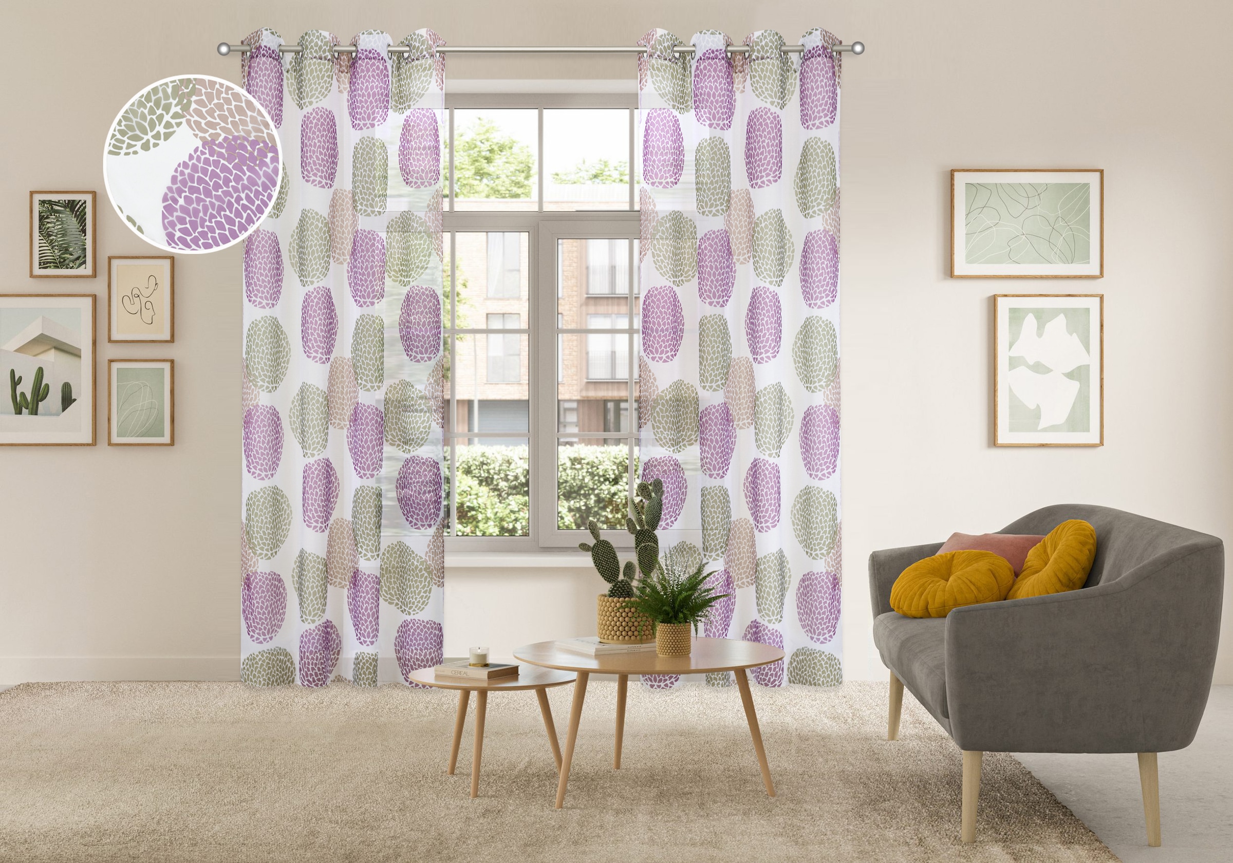 my home Gardine »BELEM« Ösen 1 Stk. tlg. 1 Schal, Polyester, Kreise