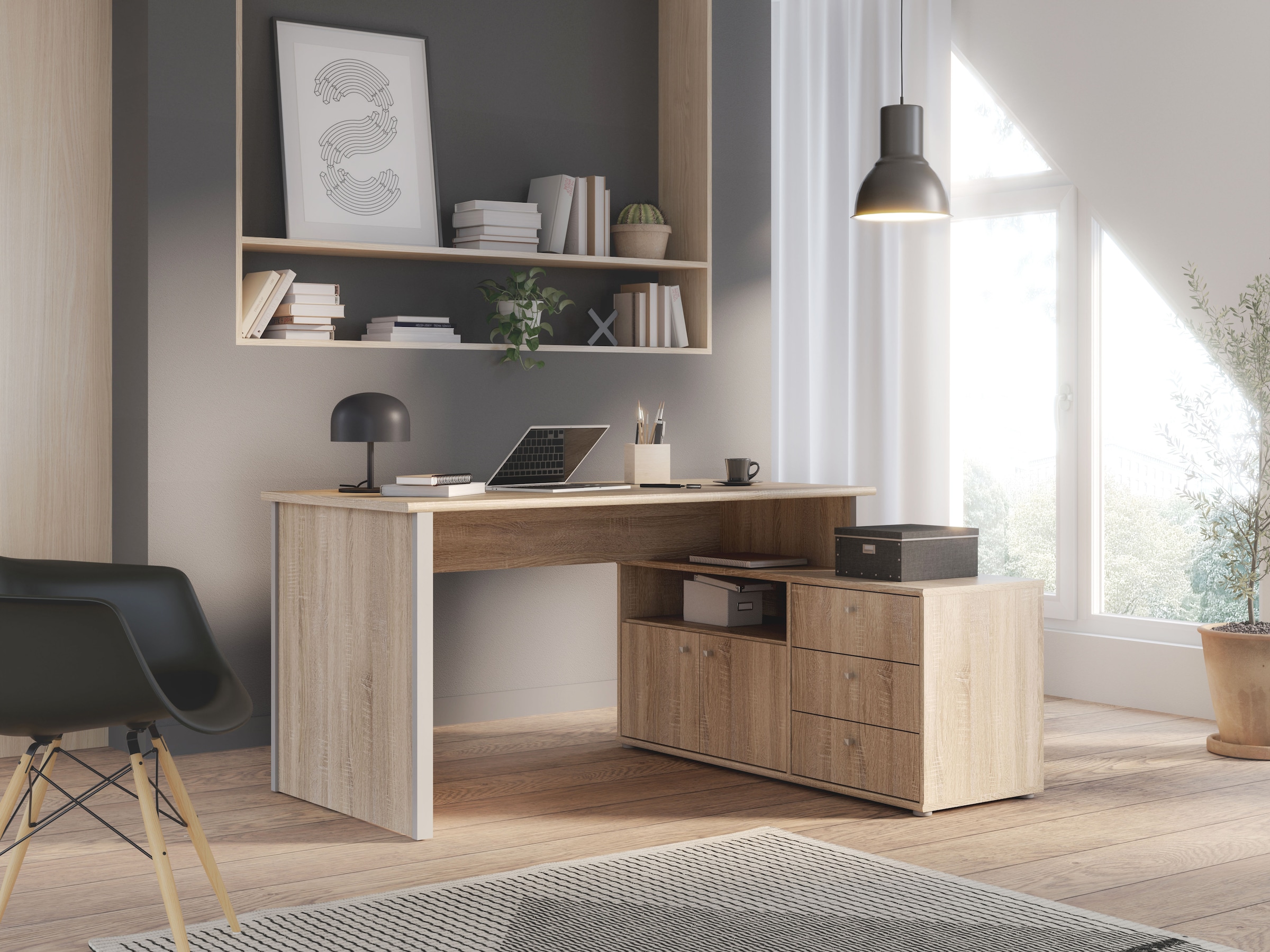 FORTE Bureau d'angle »Tempra« beaucoup de rangement, largeur 151 cm